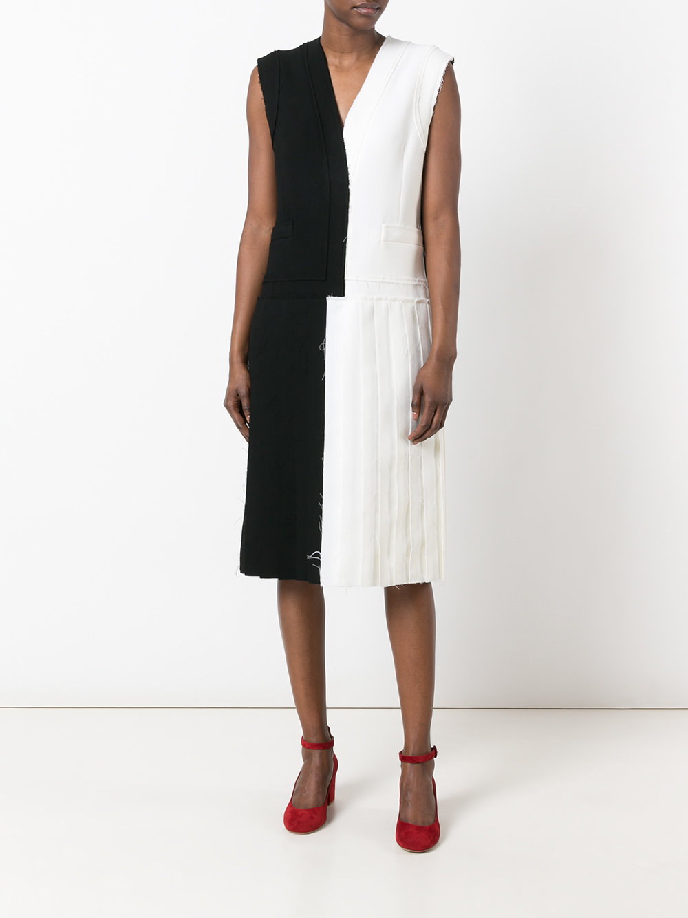 pleated colour block dress