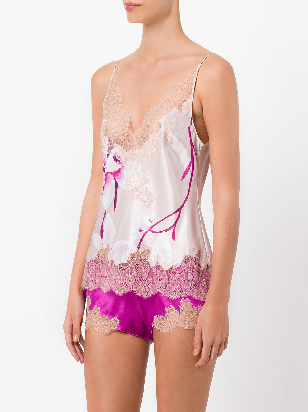 Orchidée print Décolleté camisole