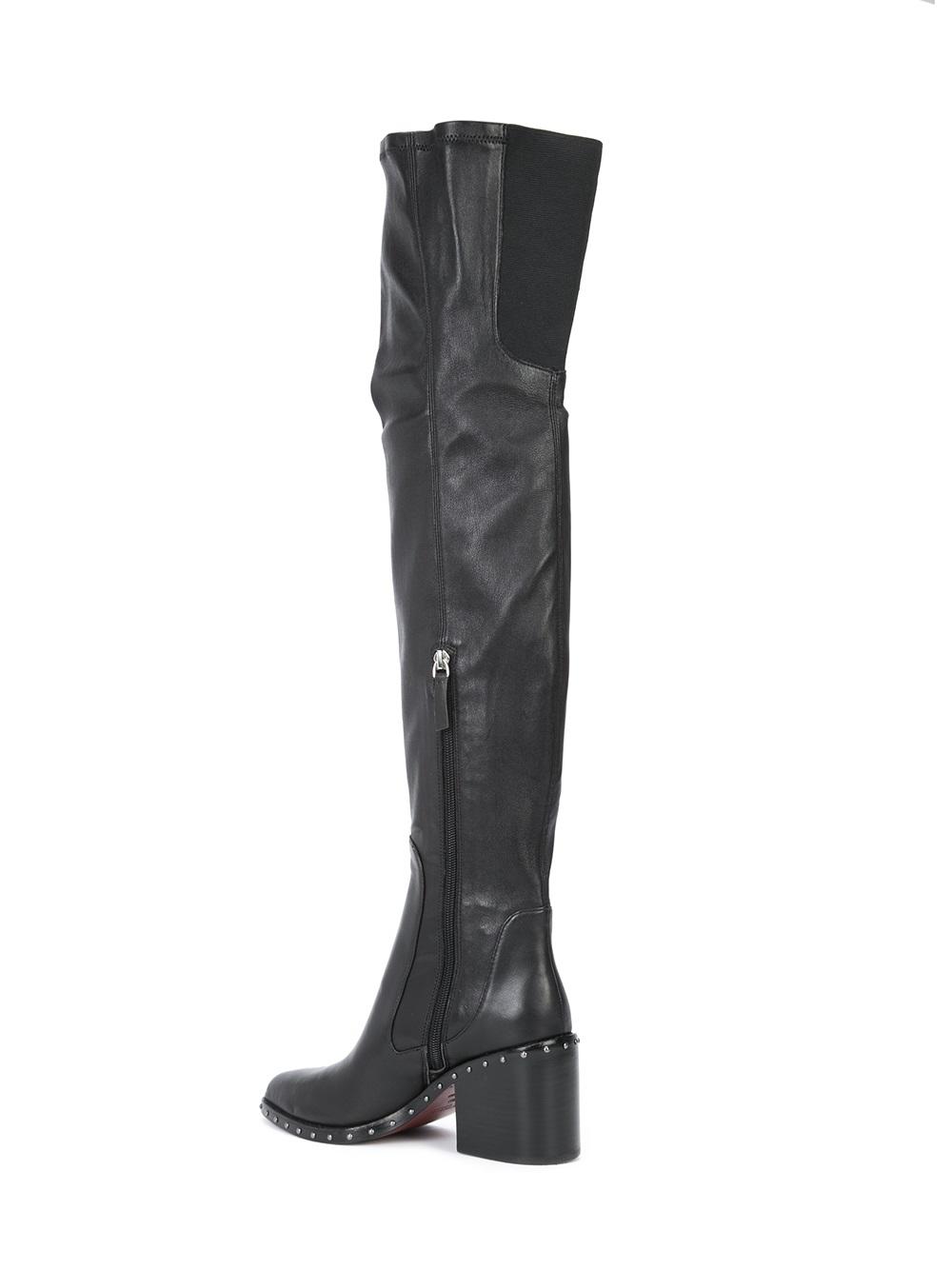 studded sole thigh-length boots