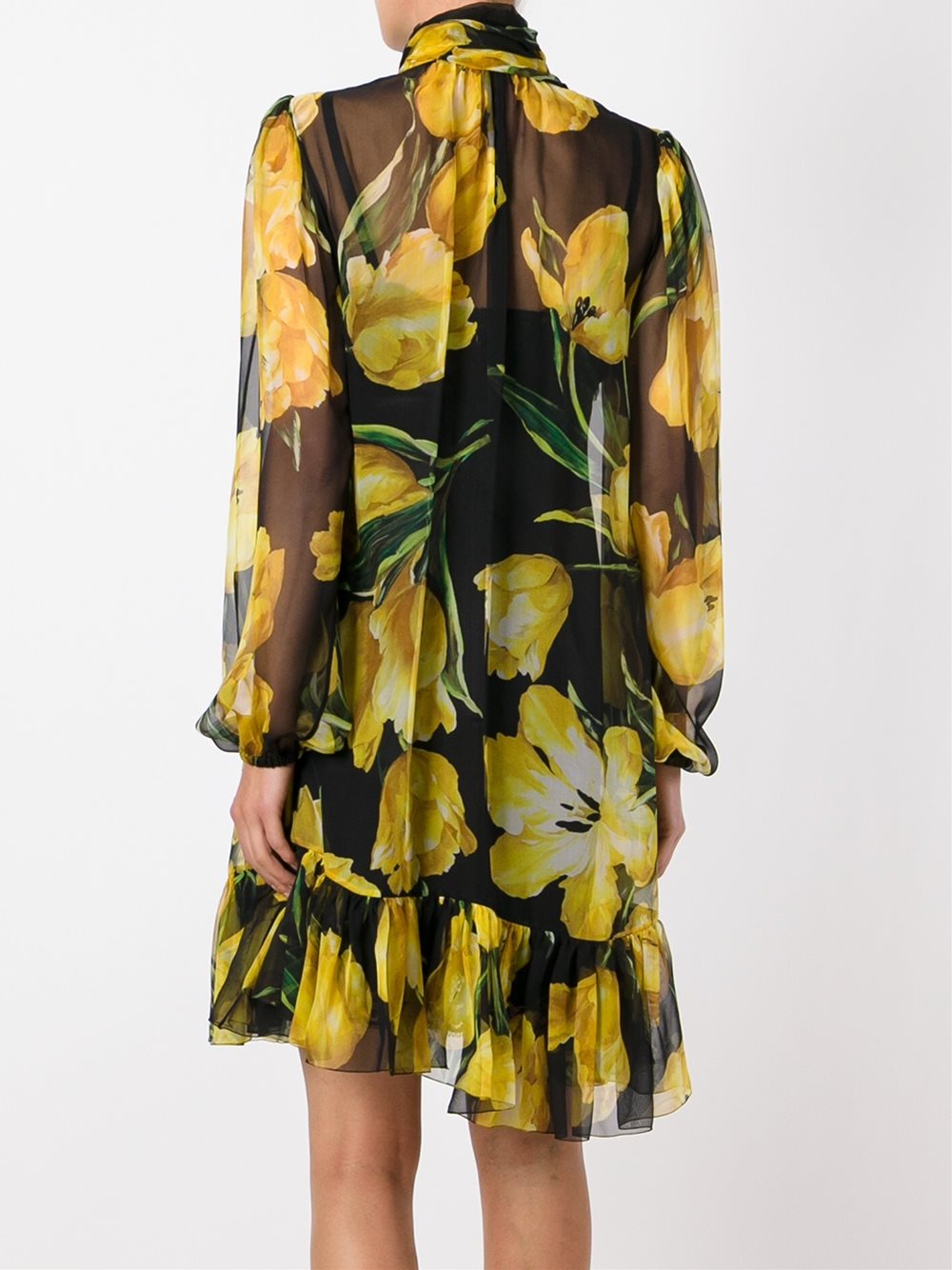 tulip print sheer dress