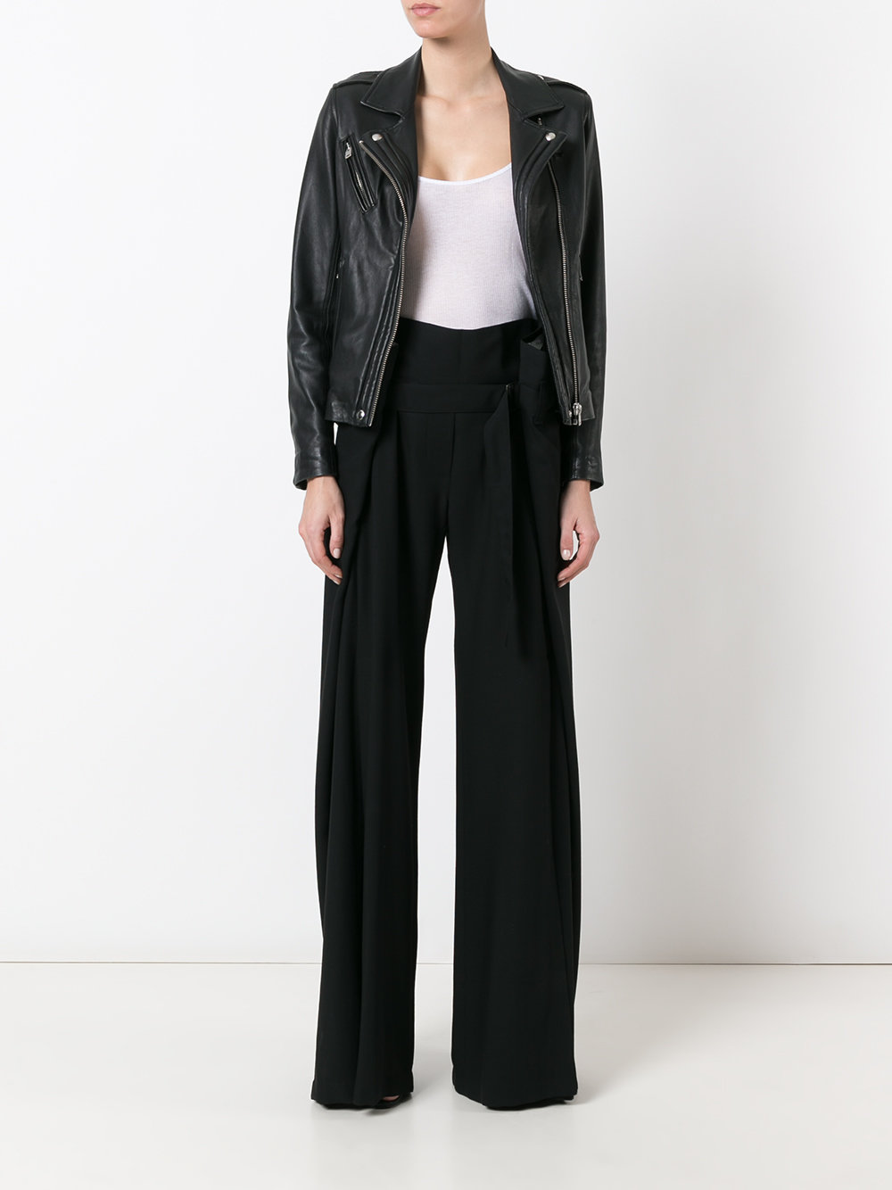 draped belted waist trousers