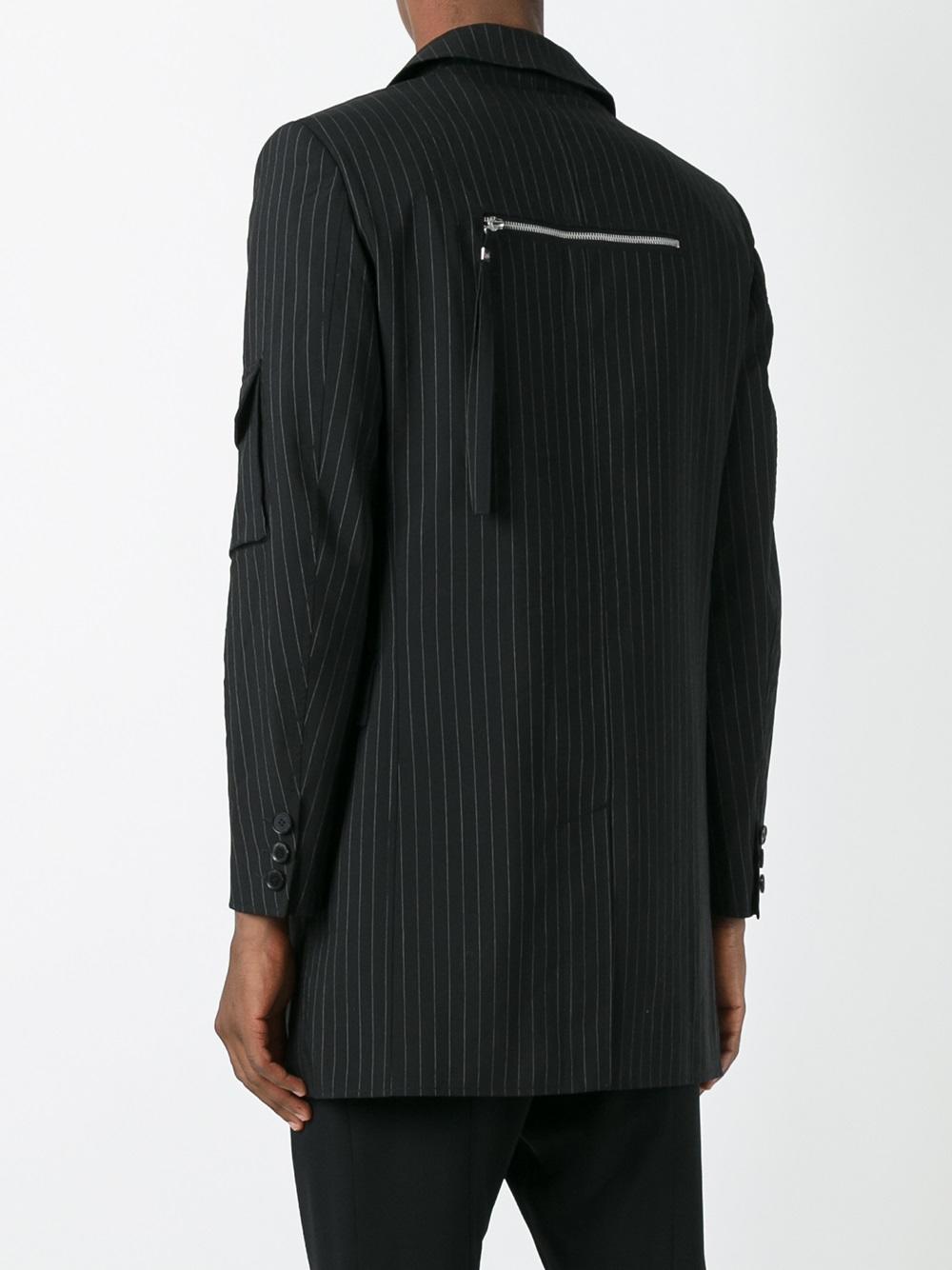 zip detail striped blazer