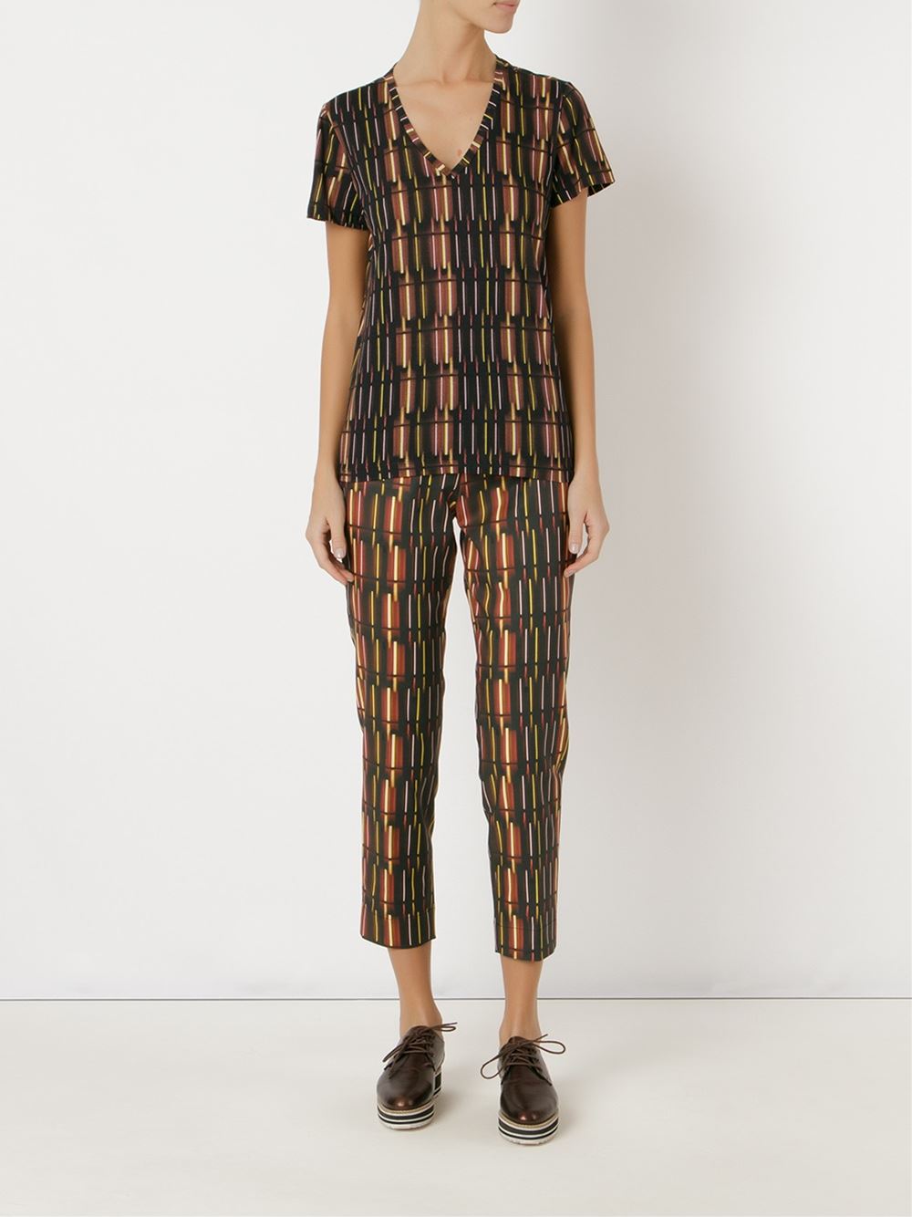mid-rise printed straight trousers