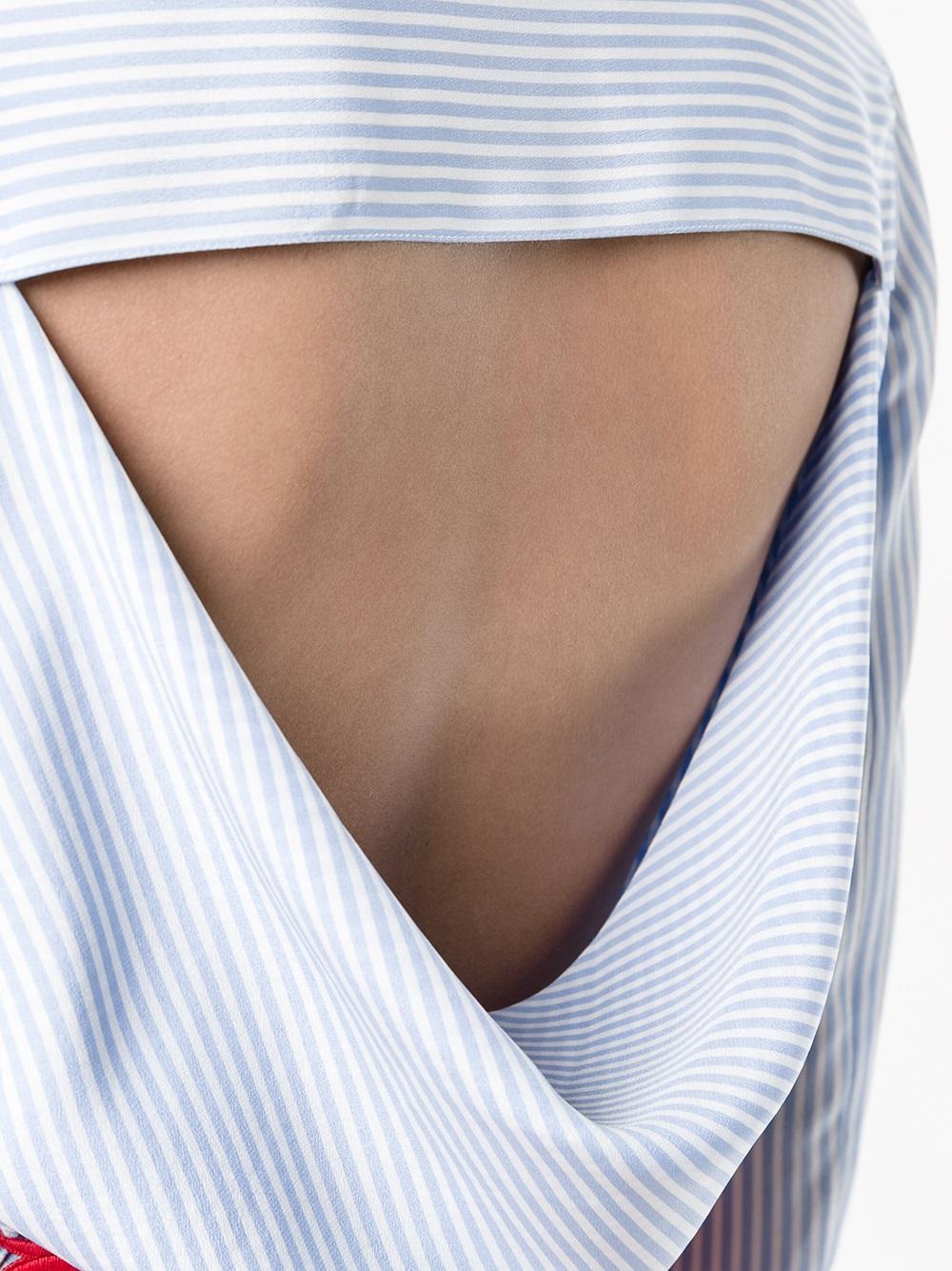 cut out back pinstriped shirt
