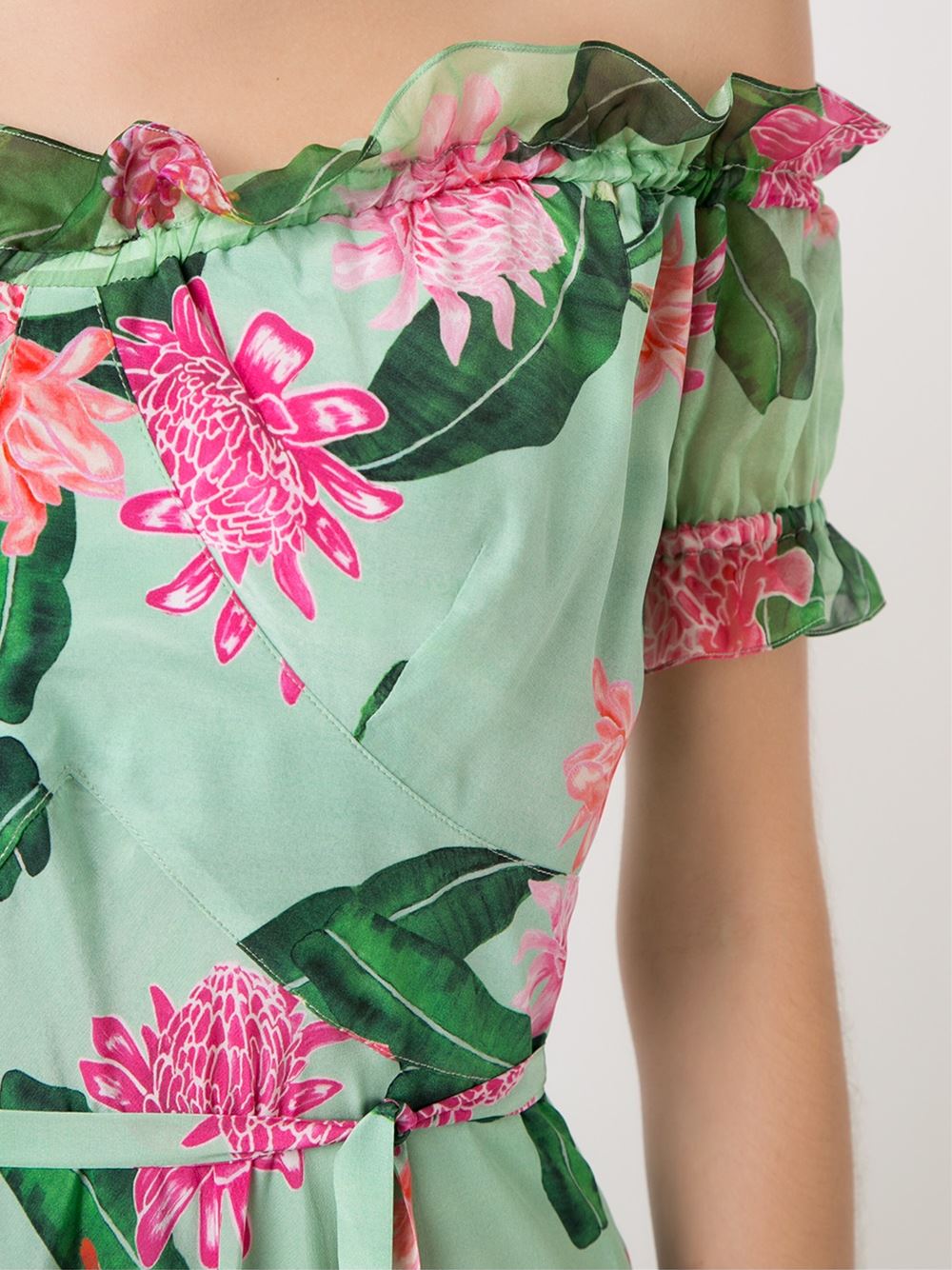 off-shoulder printed long dress