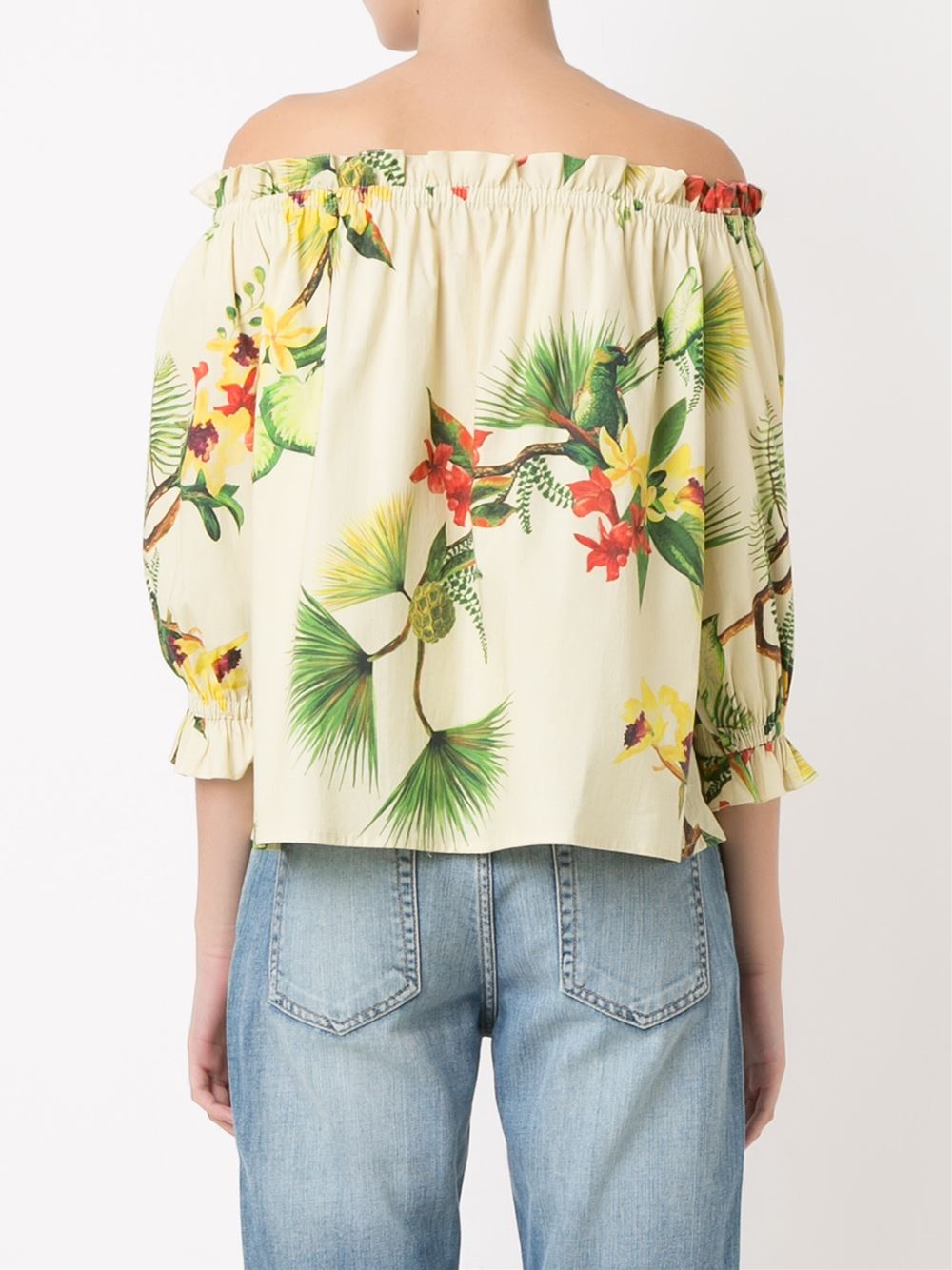 off shoulder floral tunic