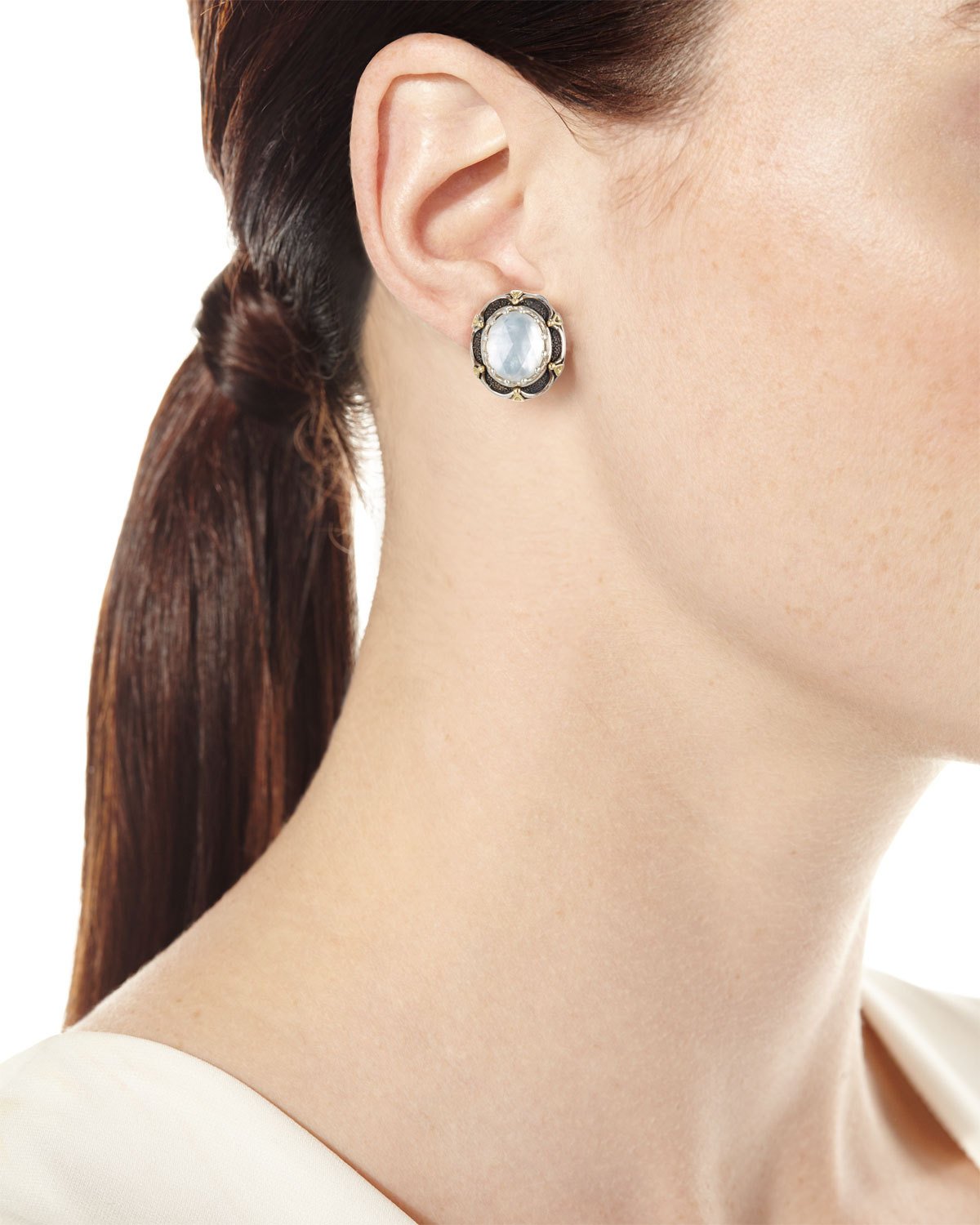 Faceted Mother-of-Pearl Doublet Earrings