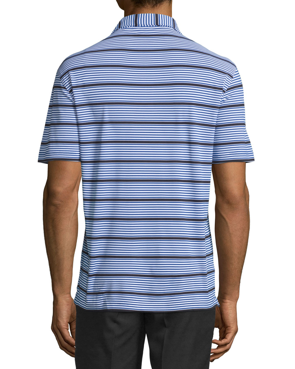 Hargett Striped Jersey Short-Sleeve Polo Shirt, Blue