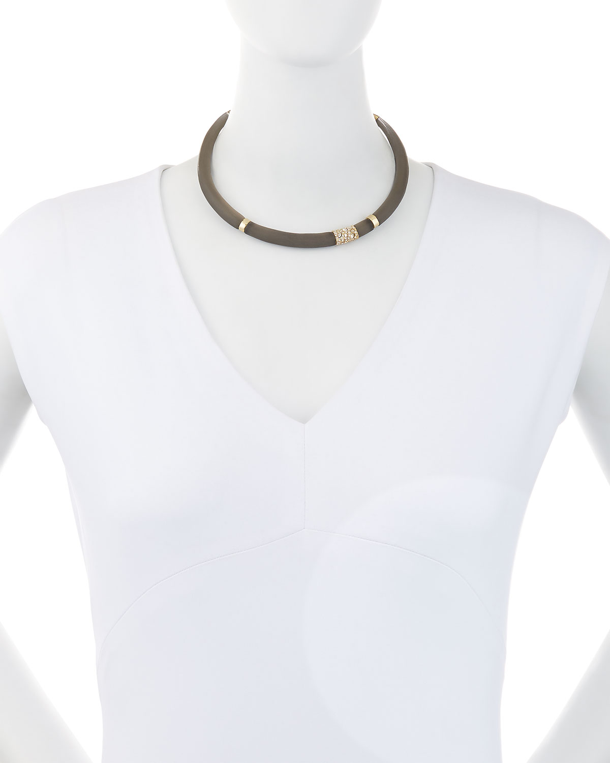 Crystal-Encrusted Lucite Collar Necklace