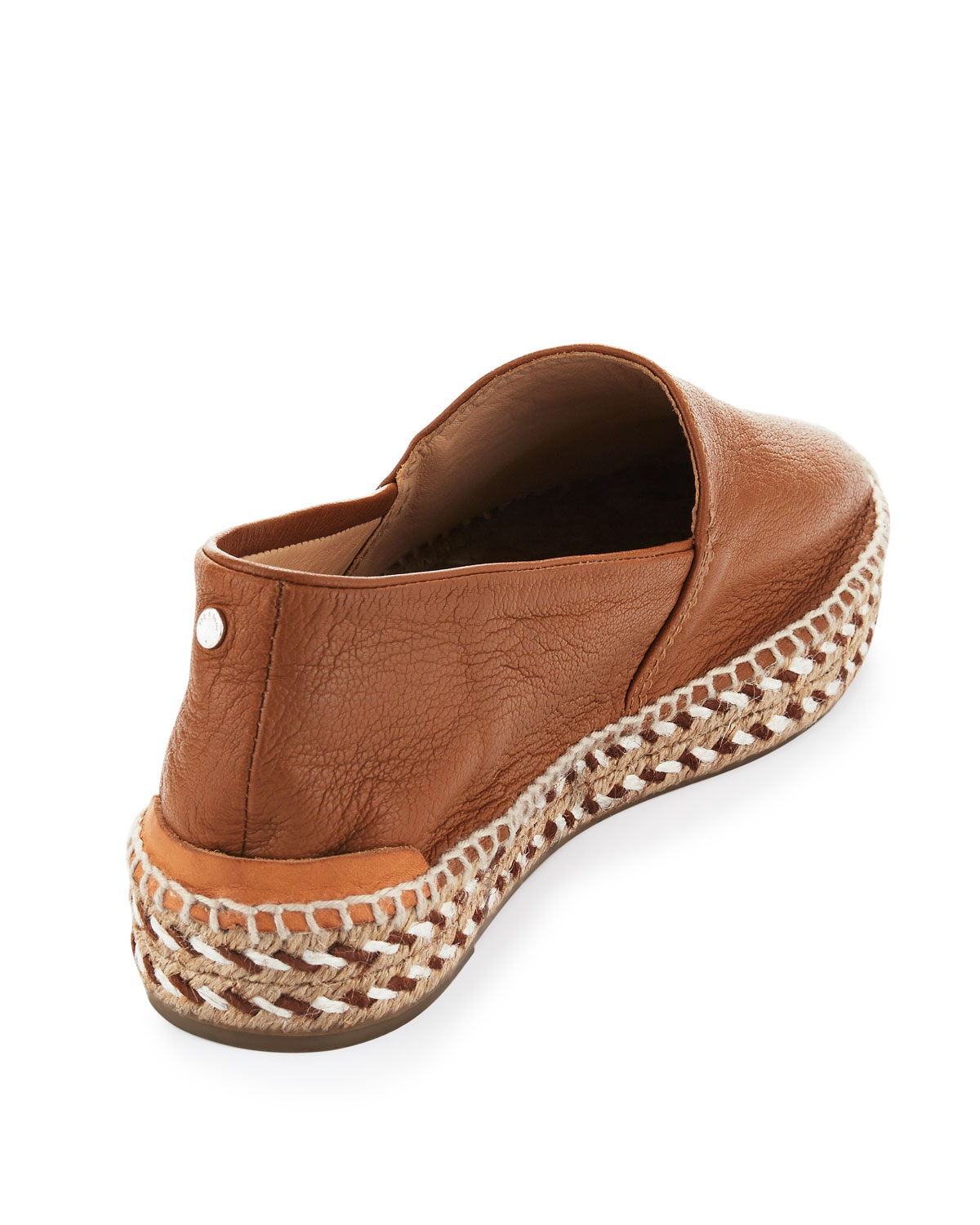 Noa Leather Espadrille Flat, Walnut