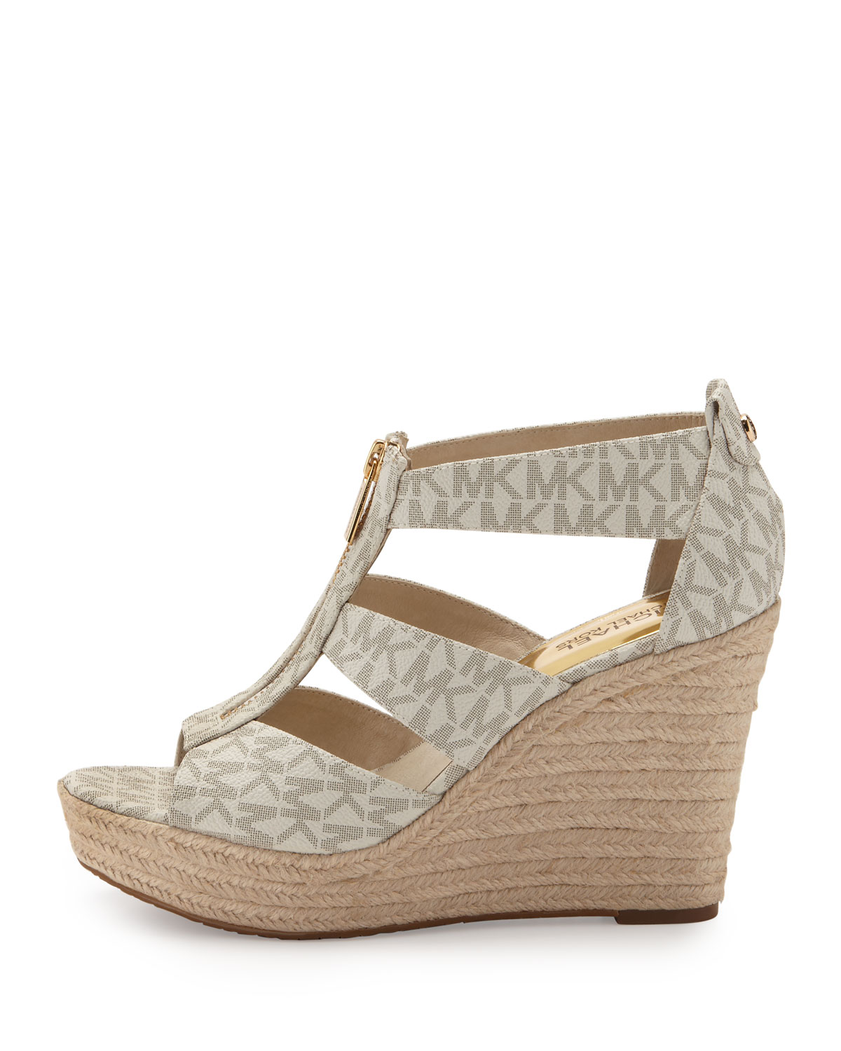 Damita Logo Zipper Wedge Sandal, Vanilla