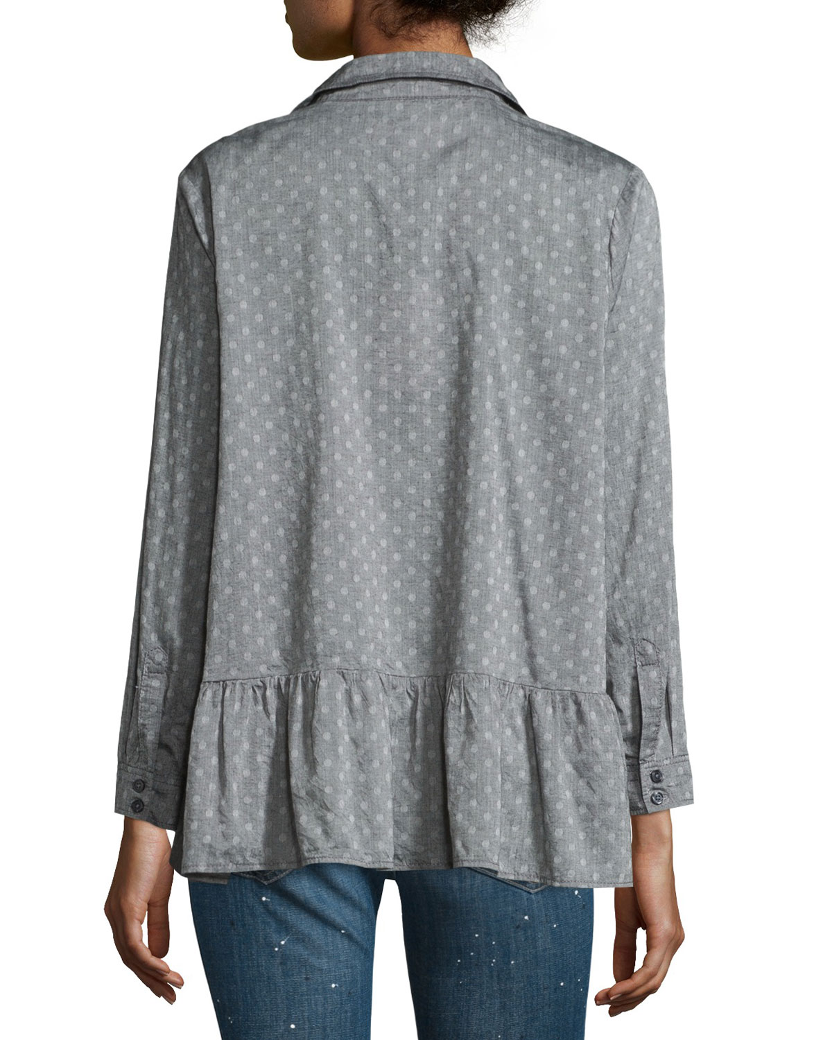 The Drop Ruffle Polka-Dot Oxford Shirt