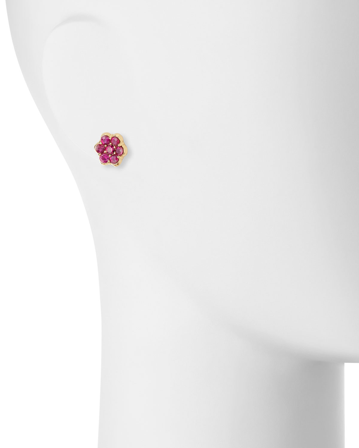 18K Gold & Ruby Floral Stud Earrings