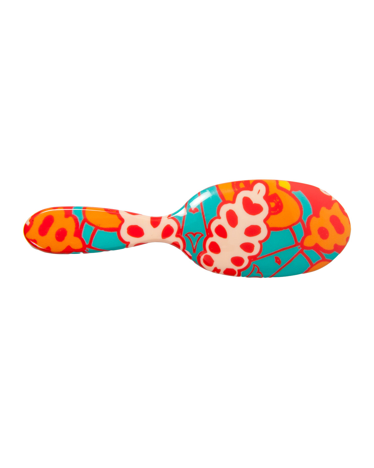 Large Paisley Orange & Teal Mixed-Bristle Hairbrush