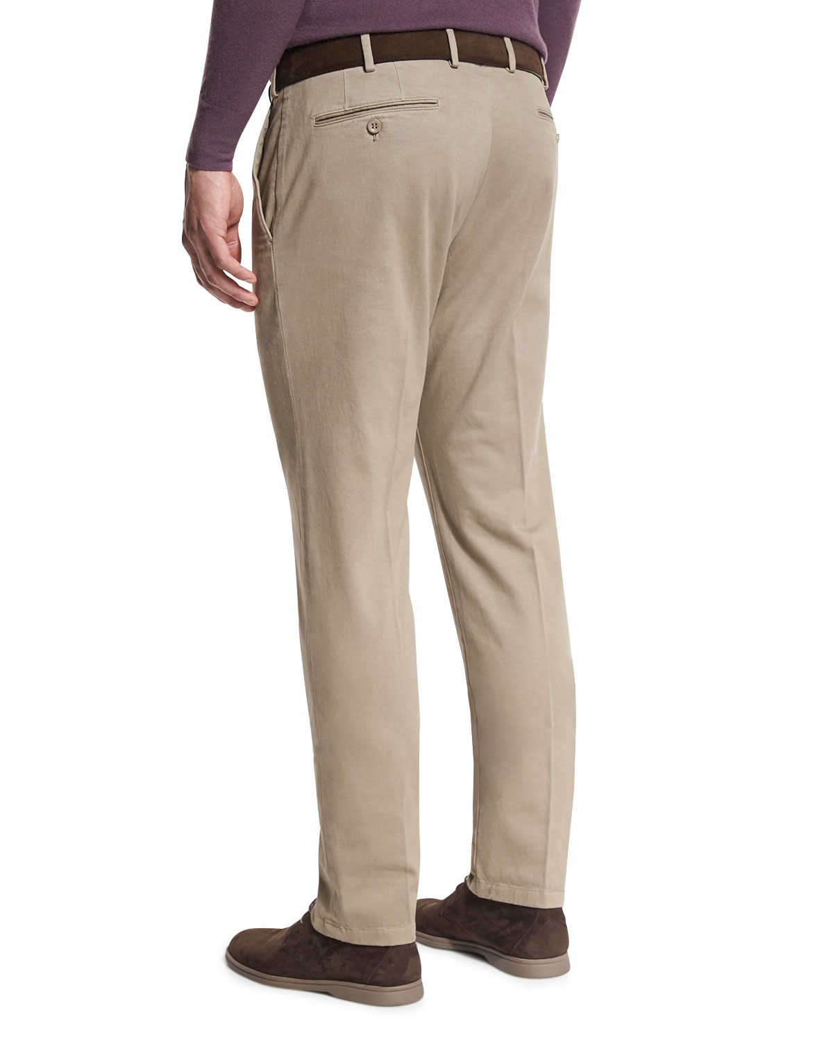 Soft Stretch-Cotton Slim-Fit Pants, Mud