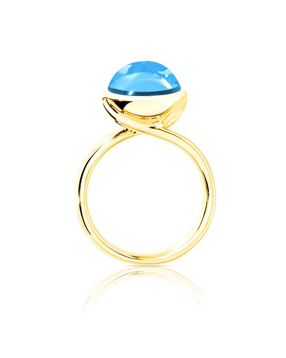 Large Bouton Swiss Blue Topaz Cabochon Ring, Size 7/54