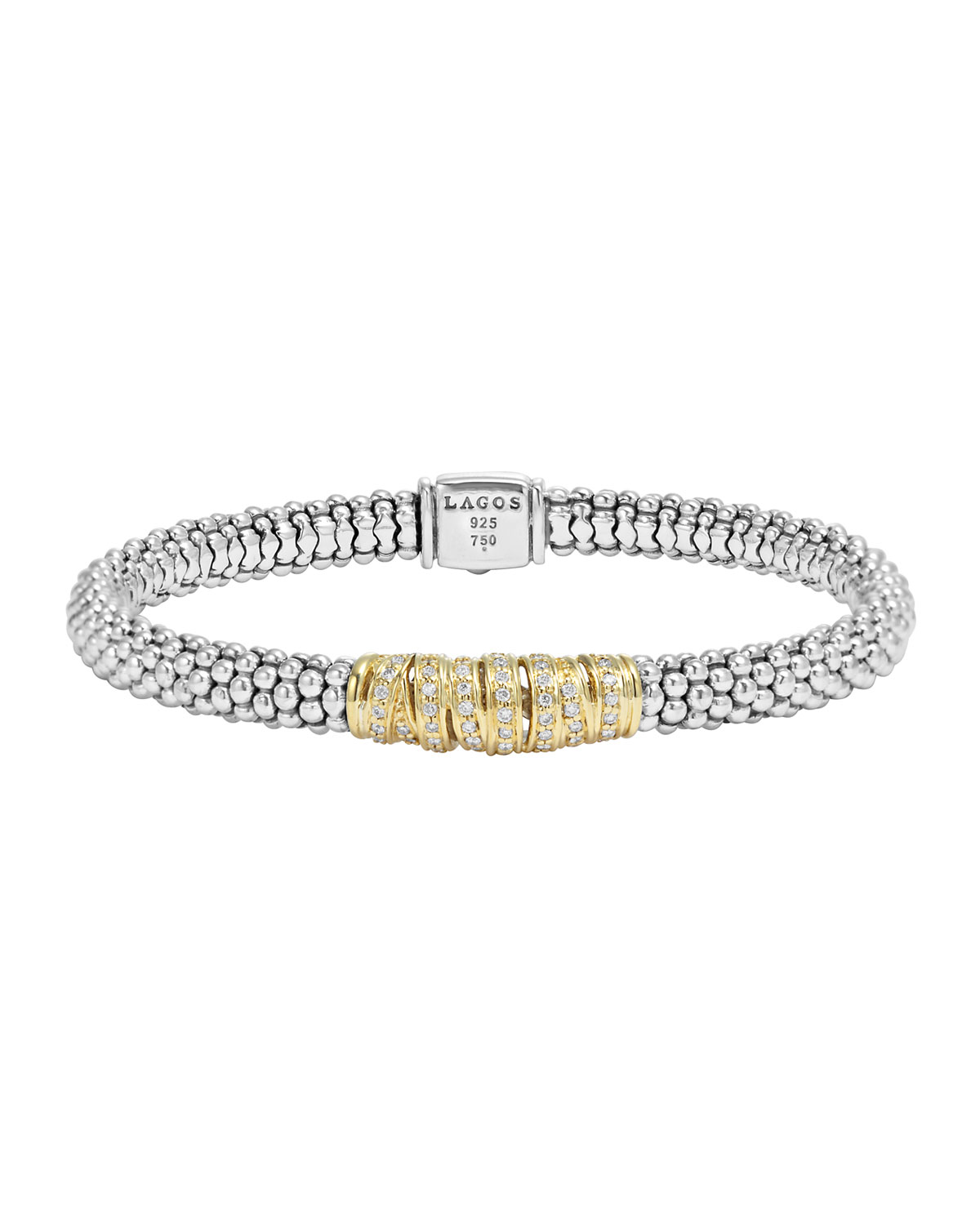 Embrace Silver & 18k Diamond Caviar Bracelet