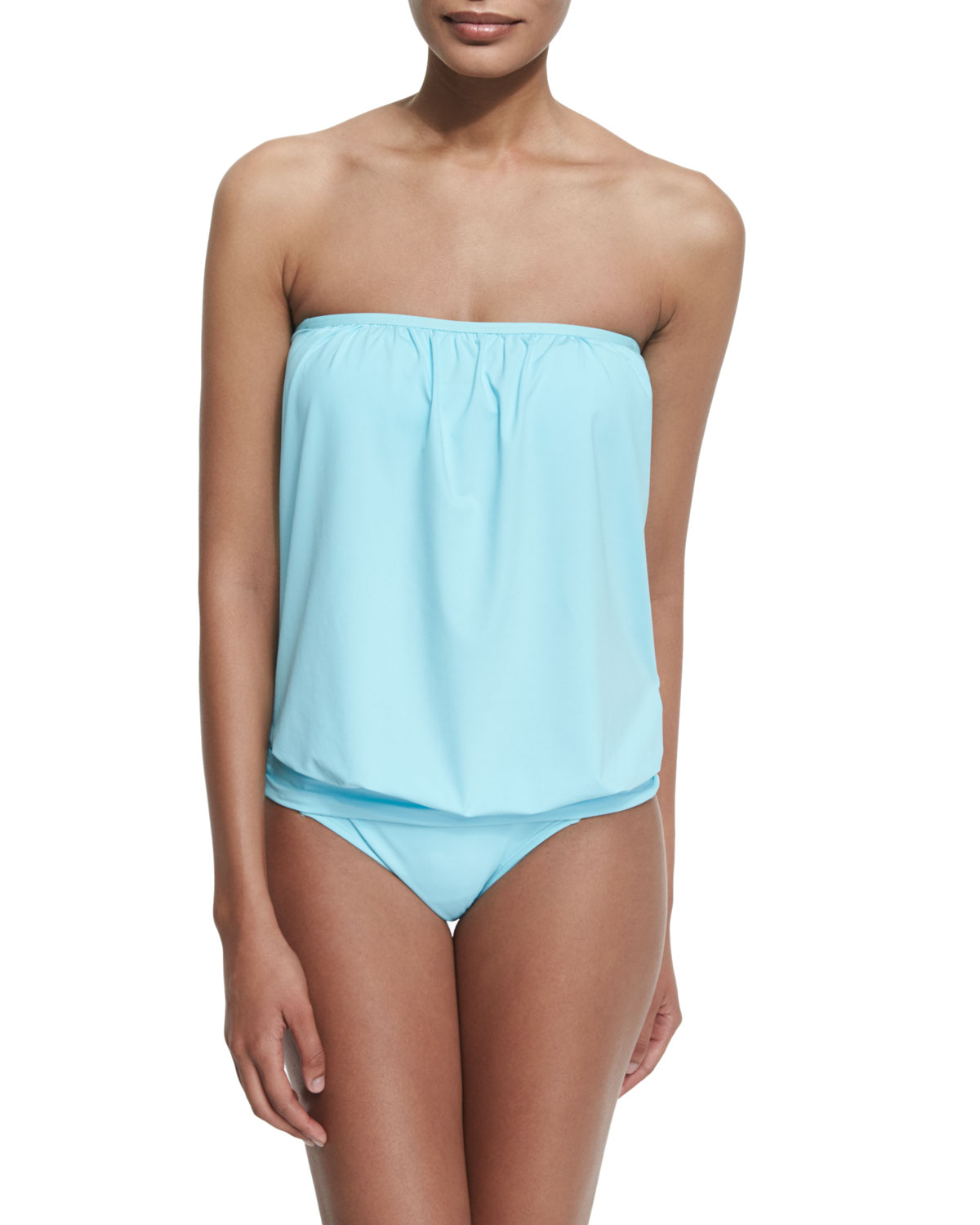 Solid Blouson Bandini Swim Top