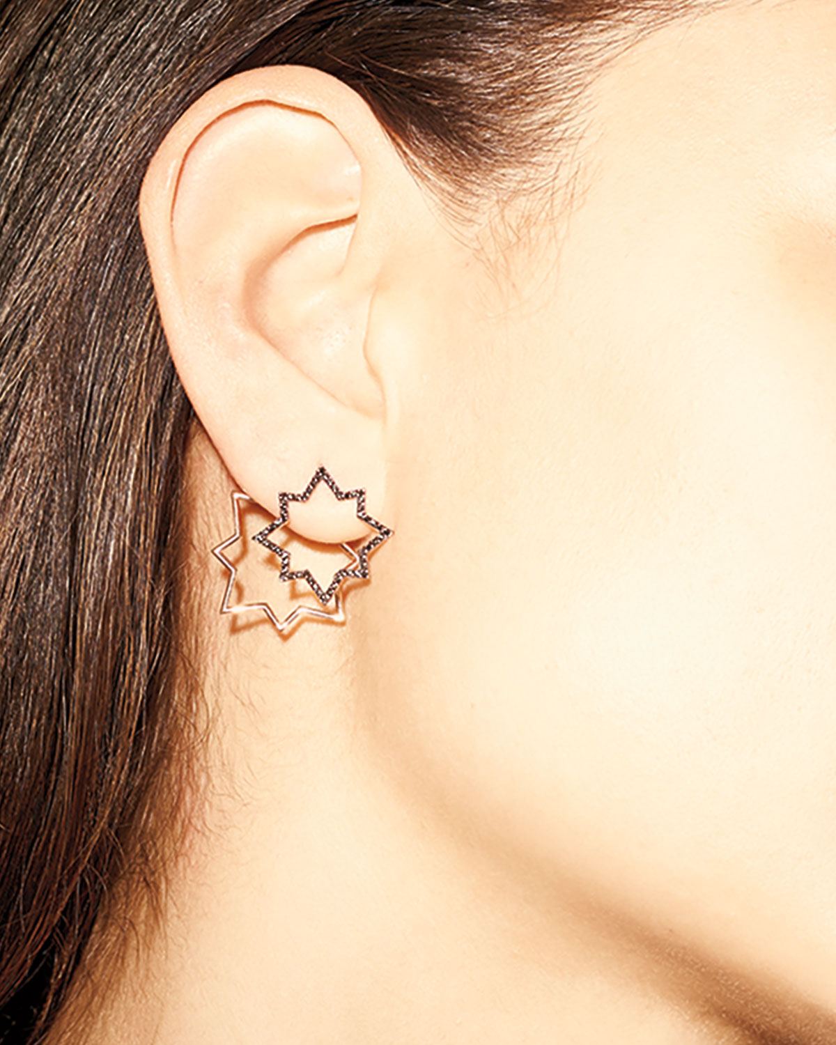 Geometry Black Diamond Star Earring