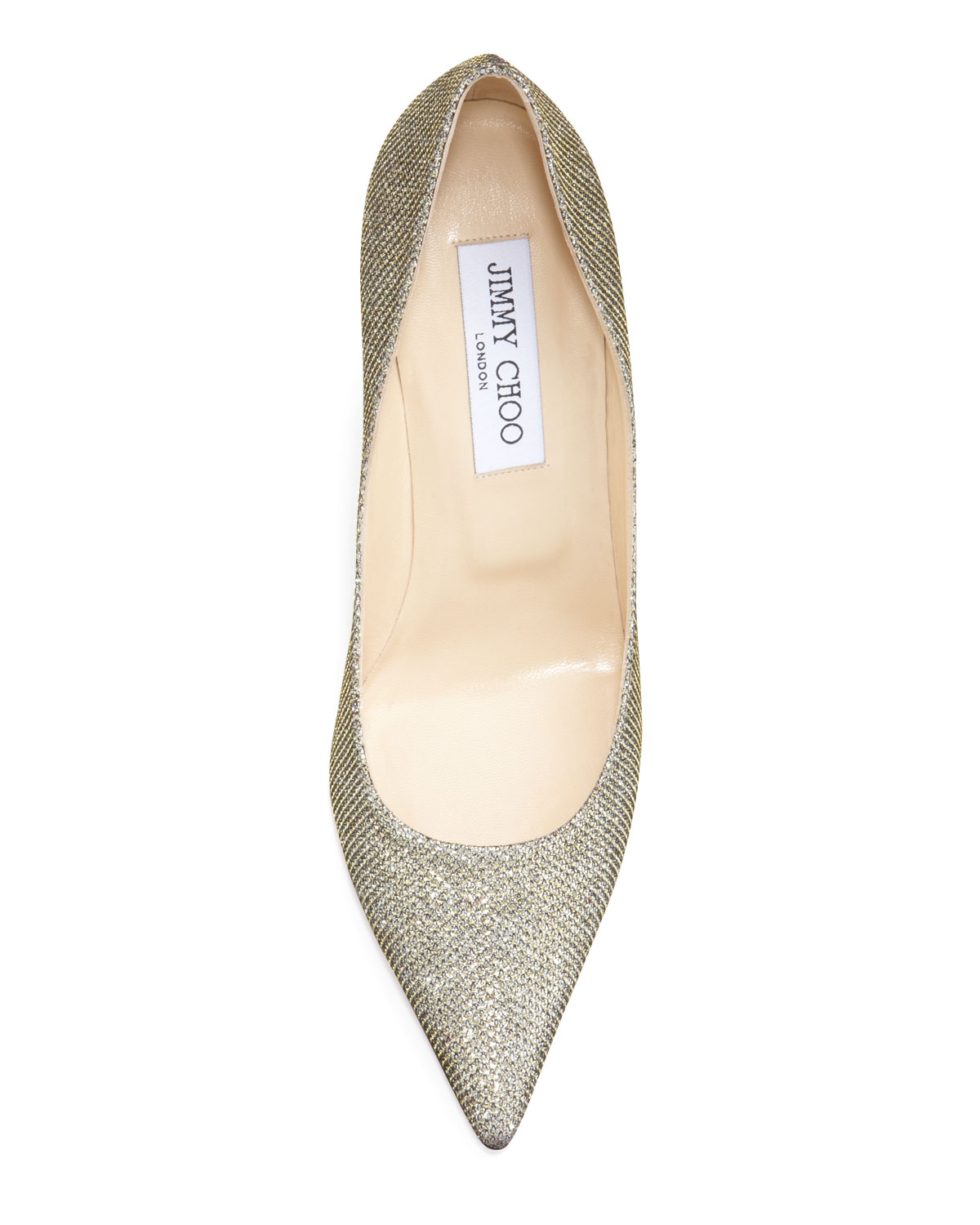 Agnes Glittery Pointed-Toe Pump, Light Bronze 