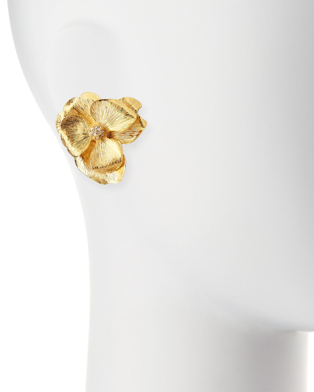 Golden Flower Clip-On Earrings