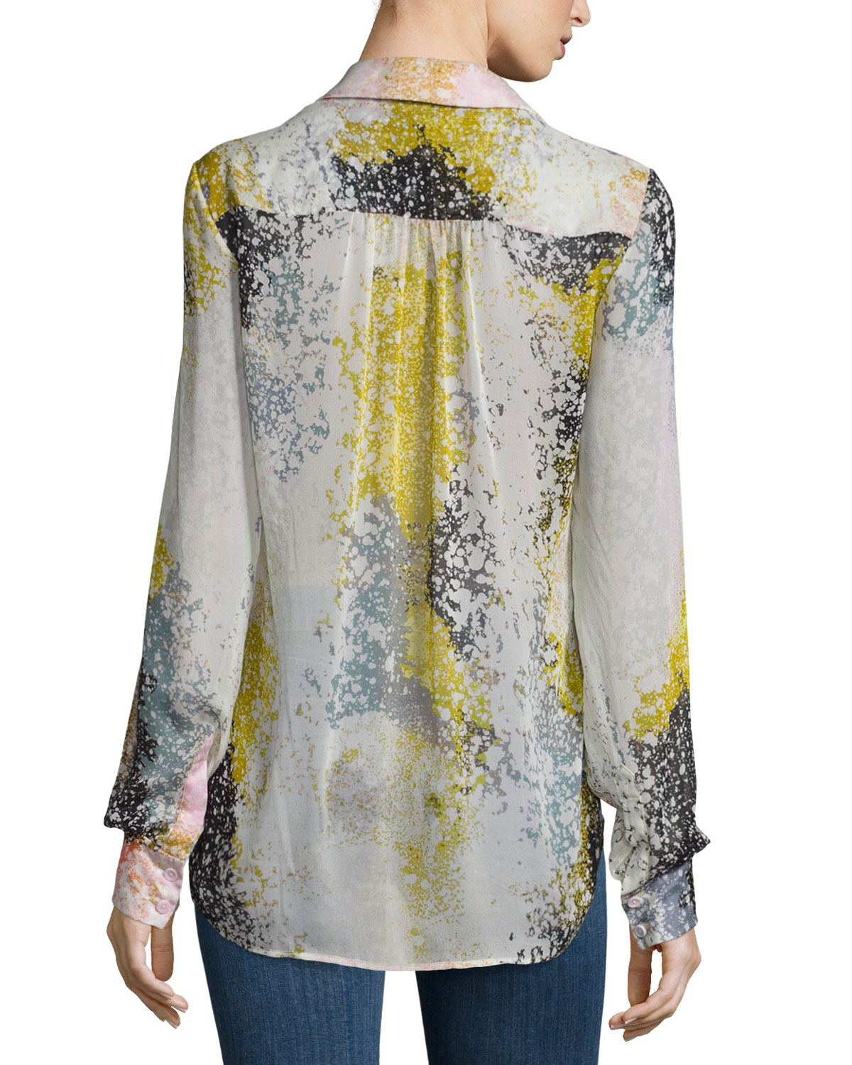 Carter Splatter-Print Silk Blouse