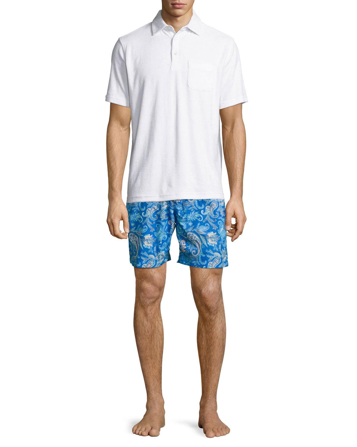 Paradise Paisley Swim Trunks, Navy