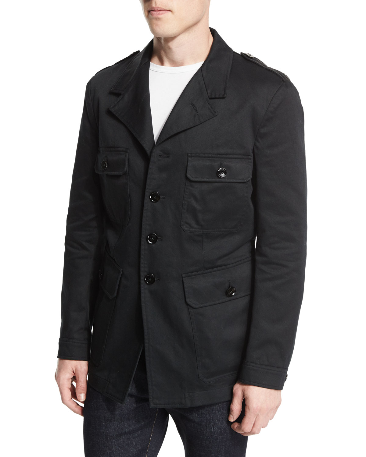 Vintage Wash Safari Jacket, Black