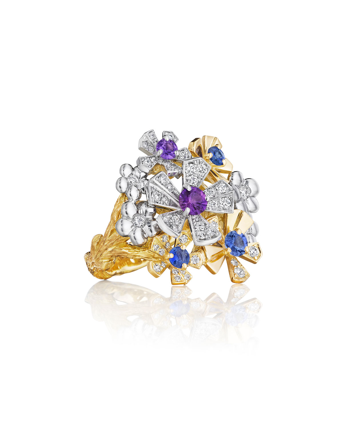 Wonderland Pow Orchid Cluster Ring, Size 6.5