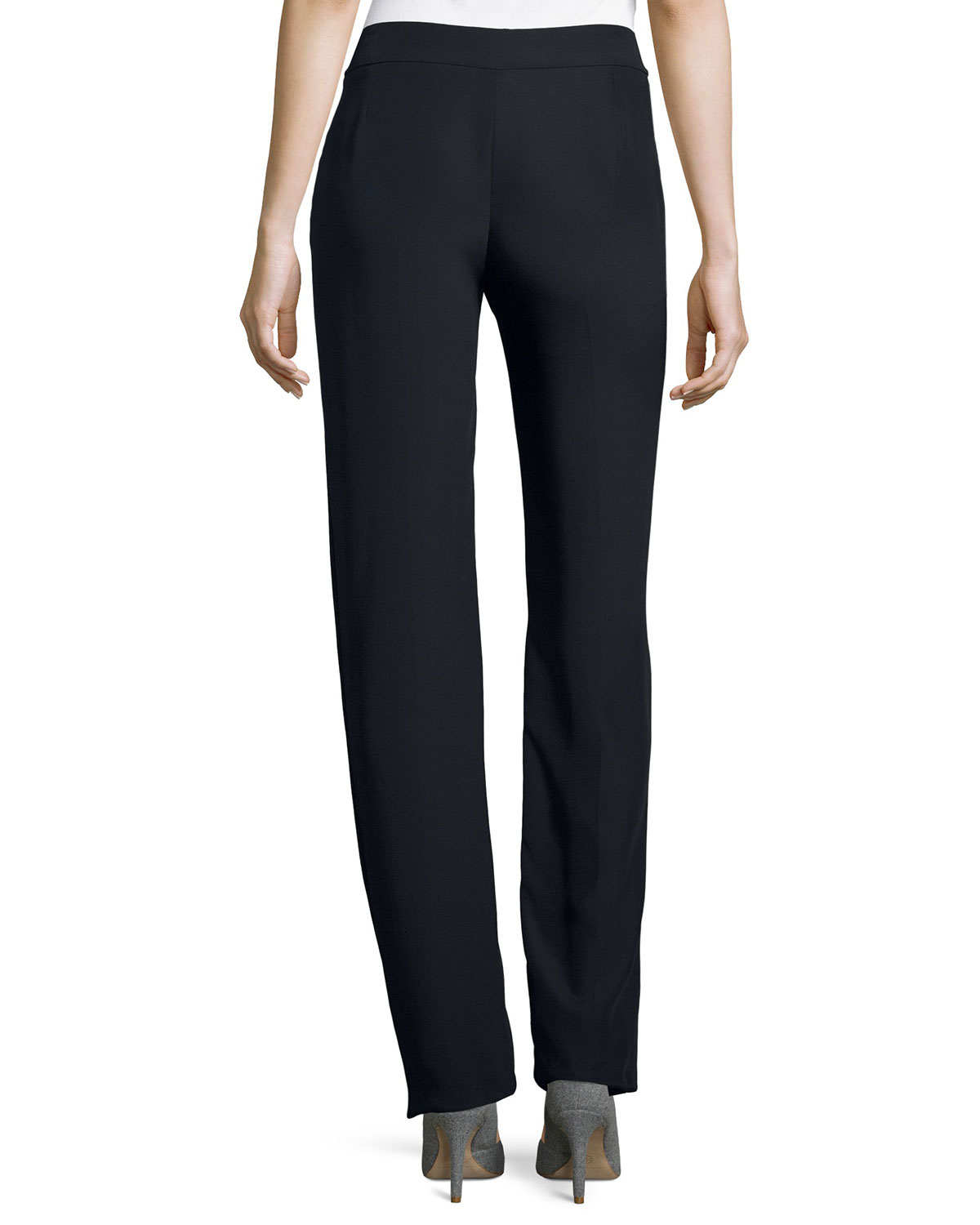 Straight-Leg Side-Zip Pants, Midnight