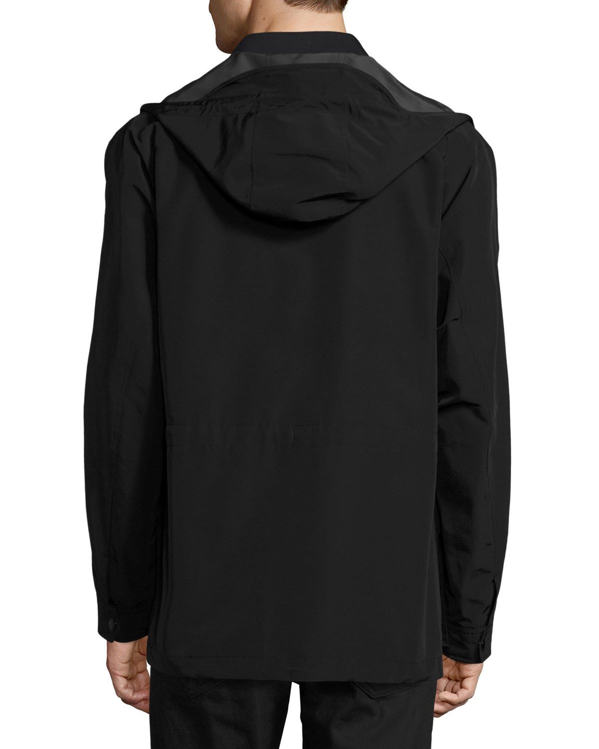 Hooded 4-Pocket Field Jacket, Black