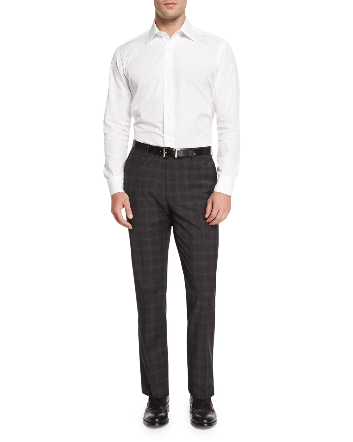 Super 150s Plaid Trousers, Gray