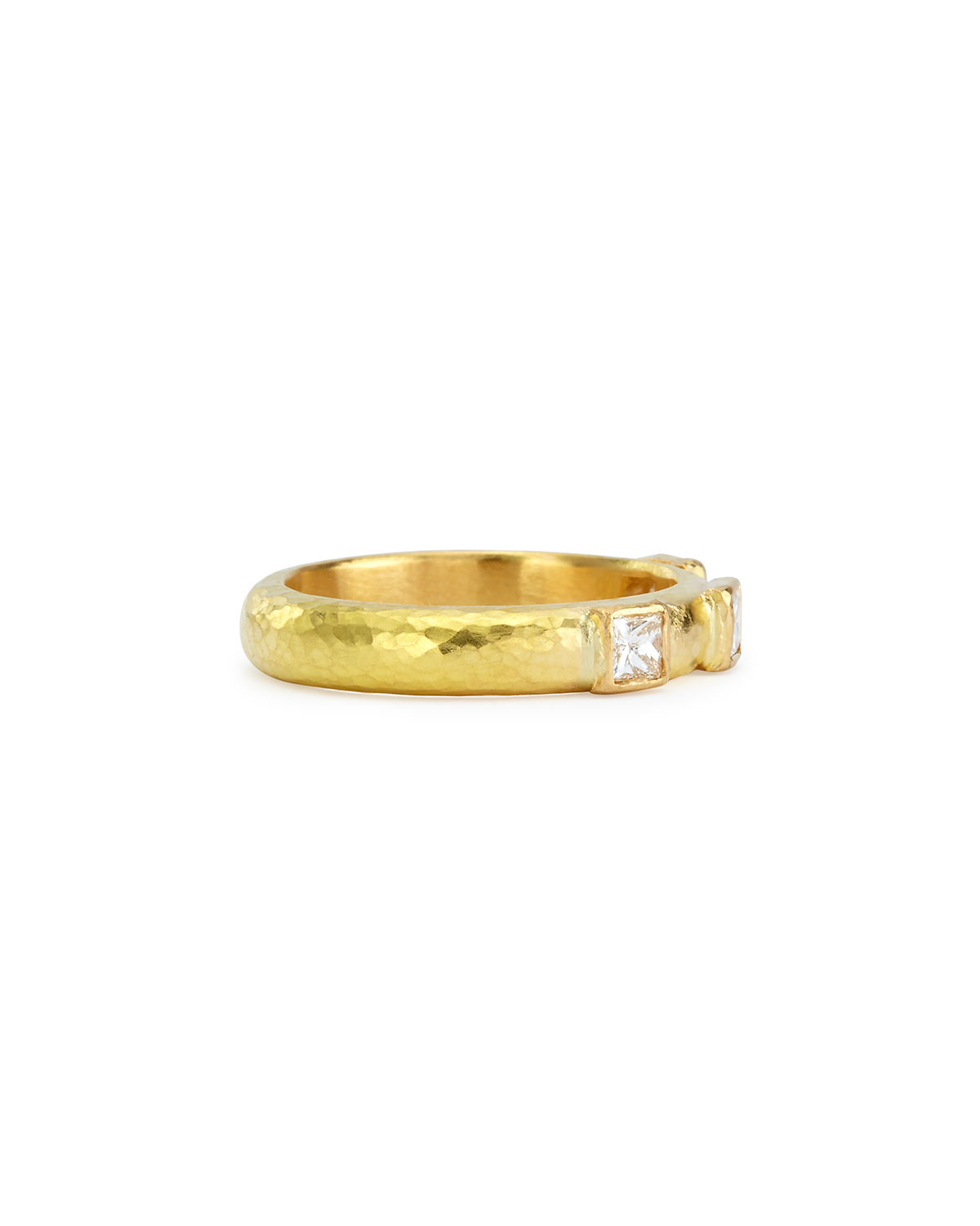 19k Gold & Square Diamond Stack Ring