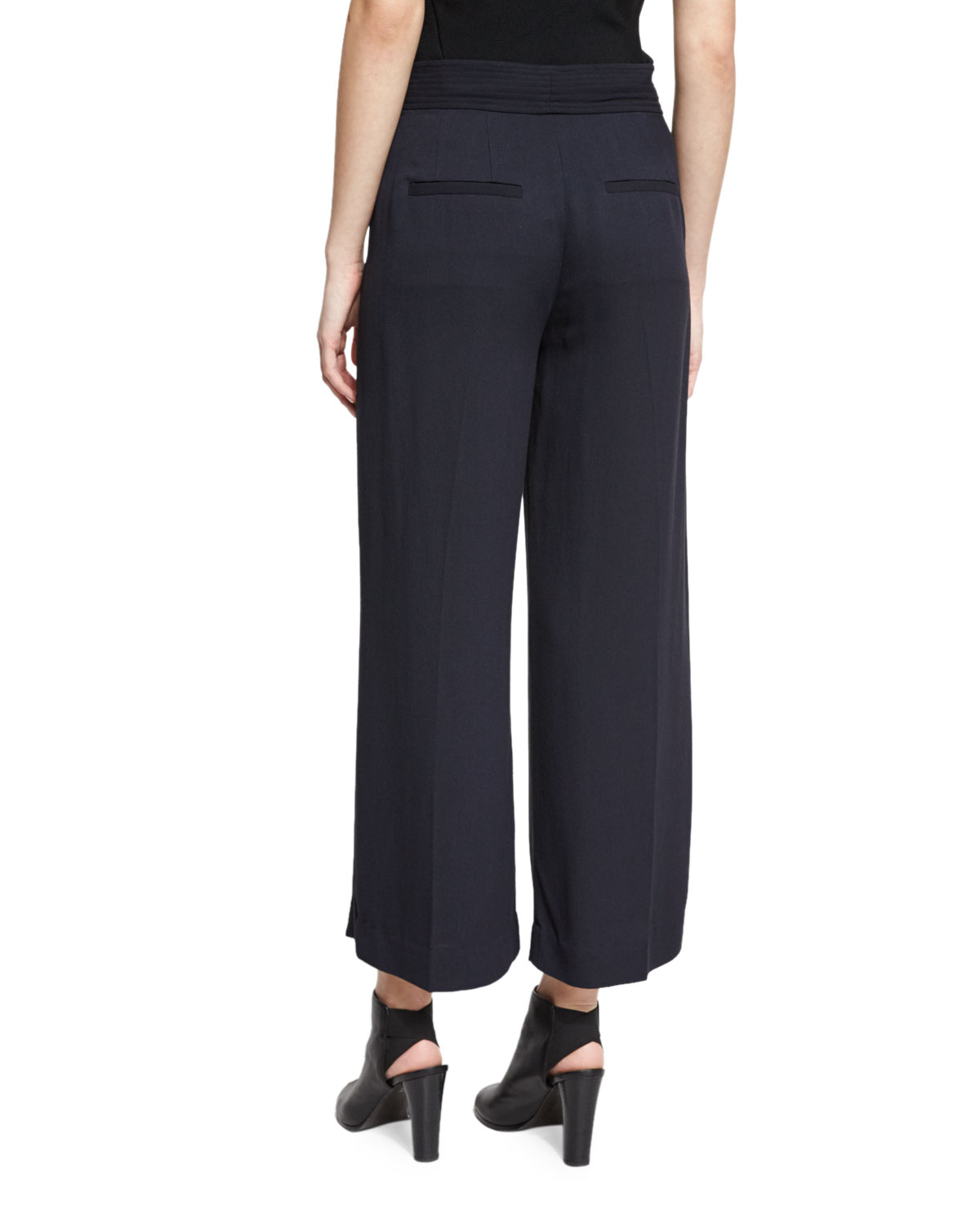 Emily Belted Gaucho Pants, Navy