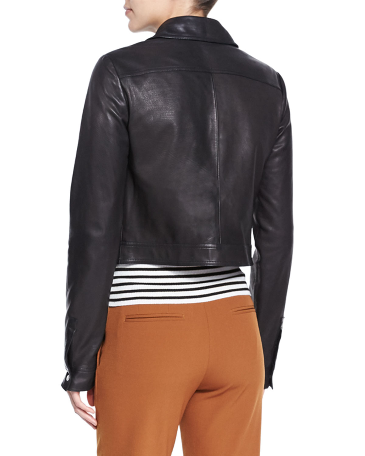 Allen Zip-Front Leather Jacket, Black