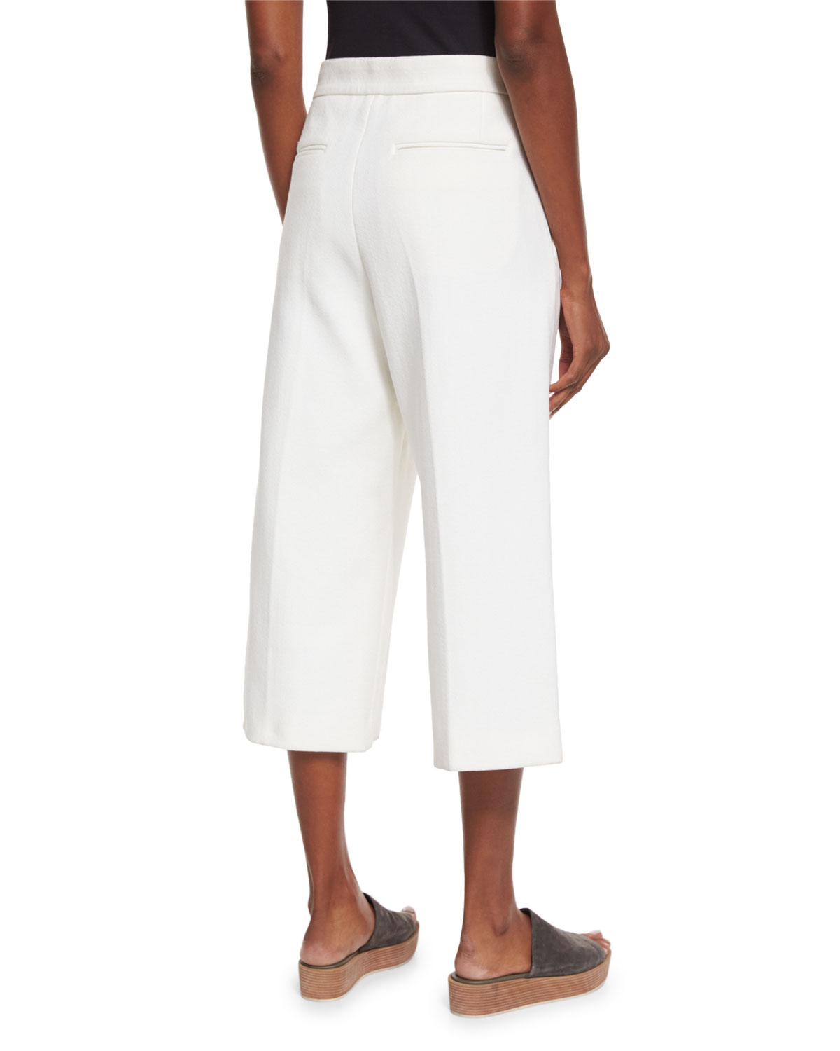 Wide-Leg Cropped Pants, Lily White