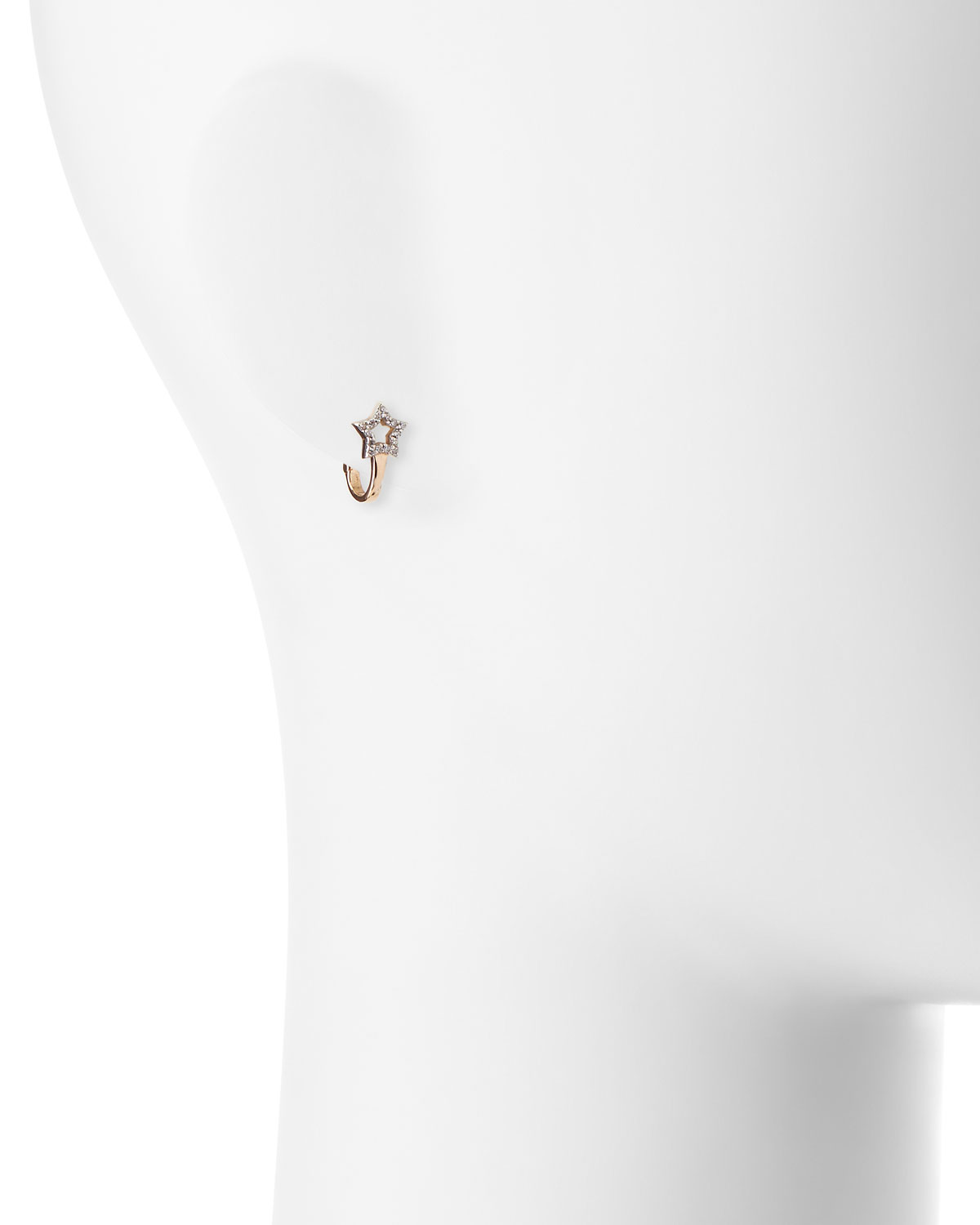 Sheriff Star 14K Rose Gold & Diamond Huggie Earring