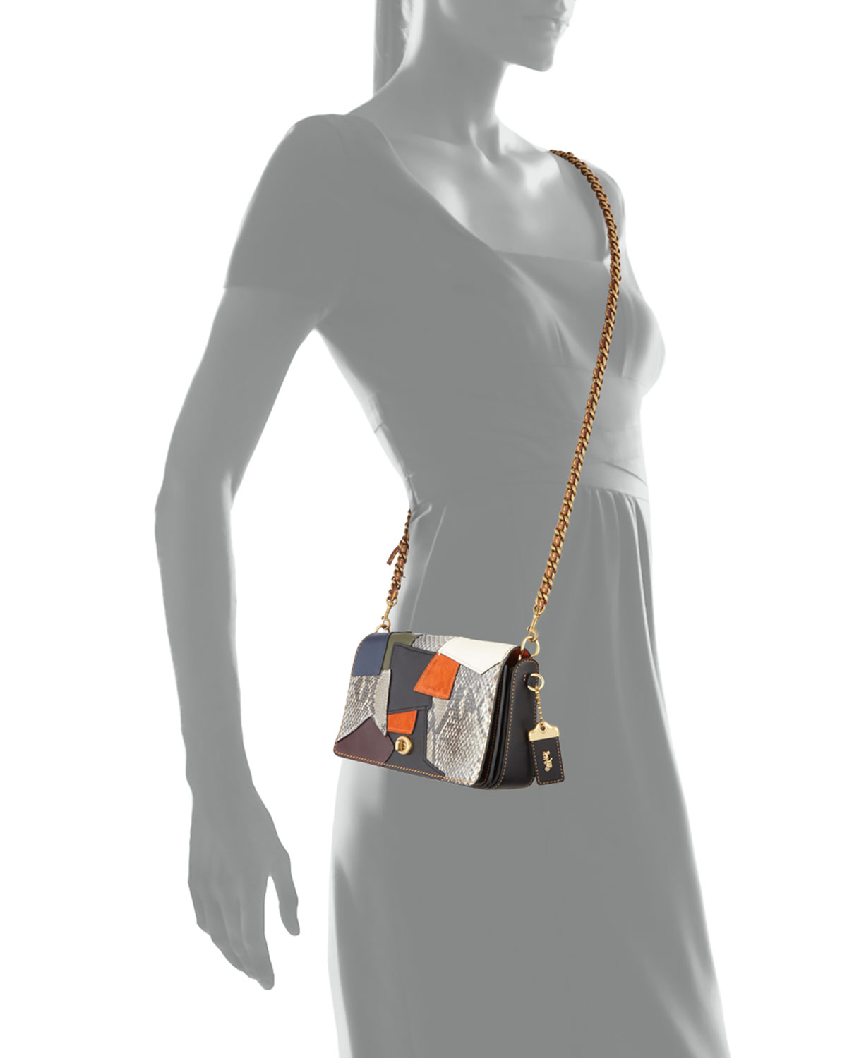 Dinky Small Patchwork Crossbody Bag, Black/Multi