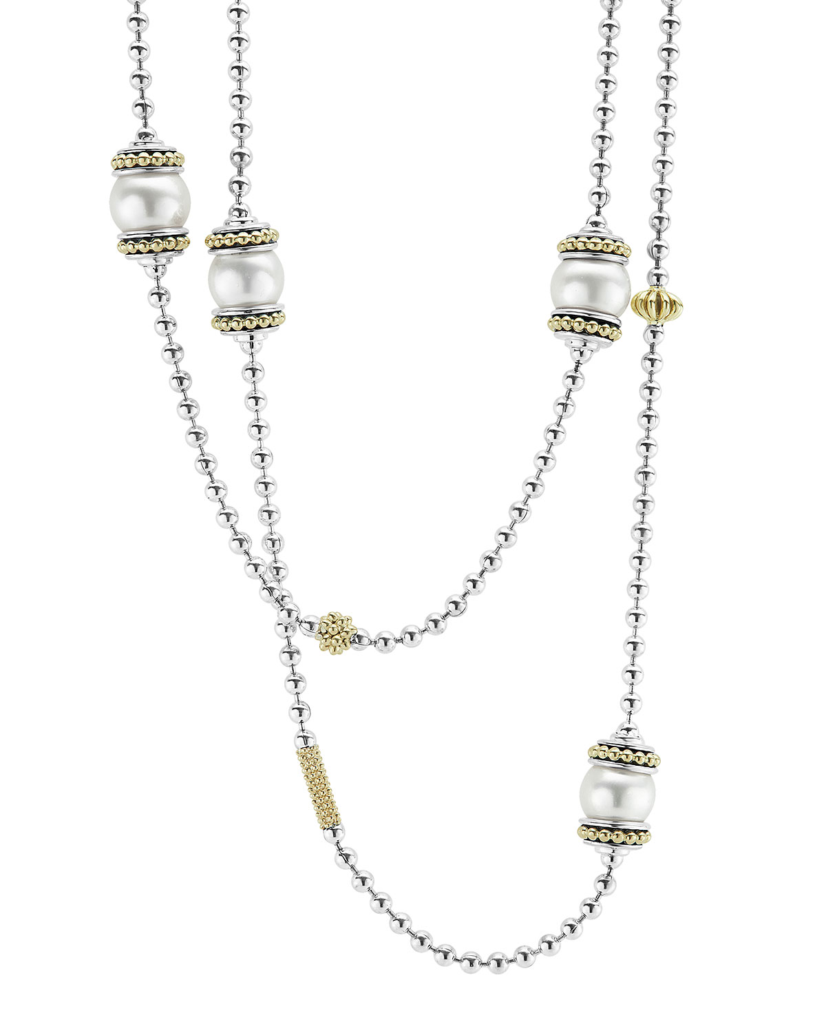 Luna 9mm Pearl Link Station Necklace, 36"