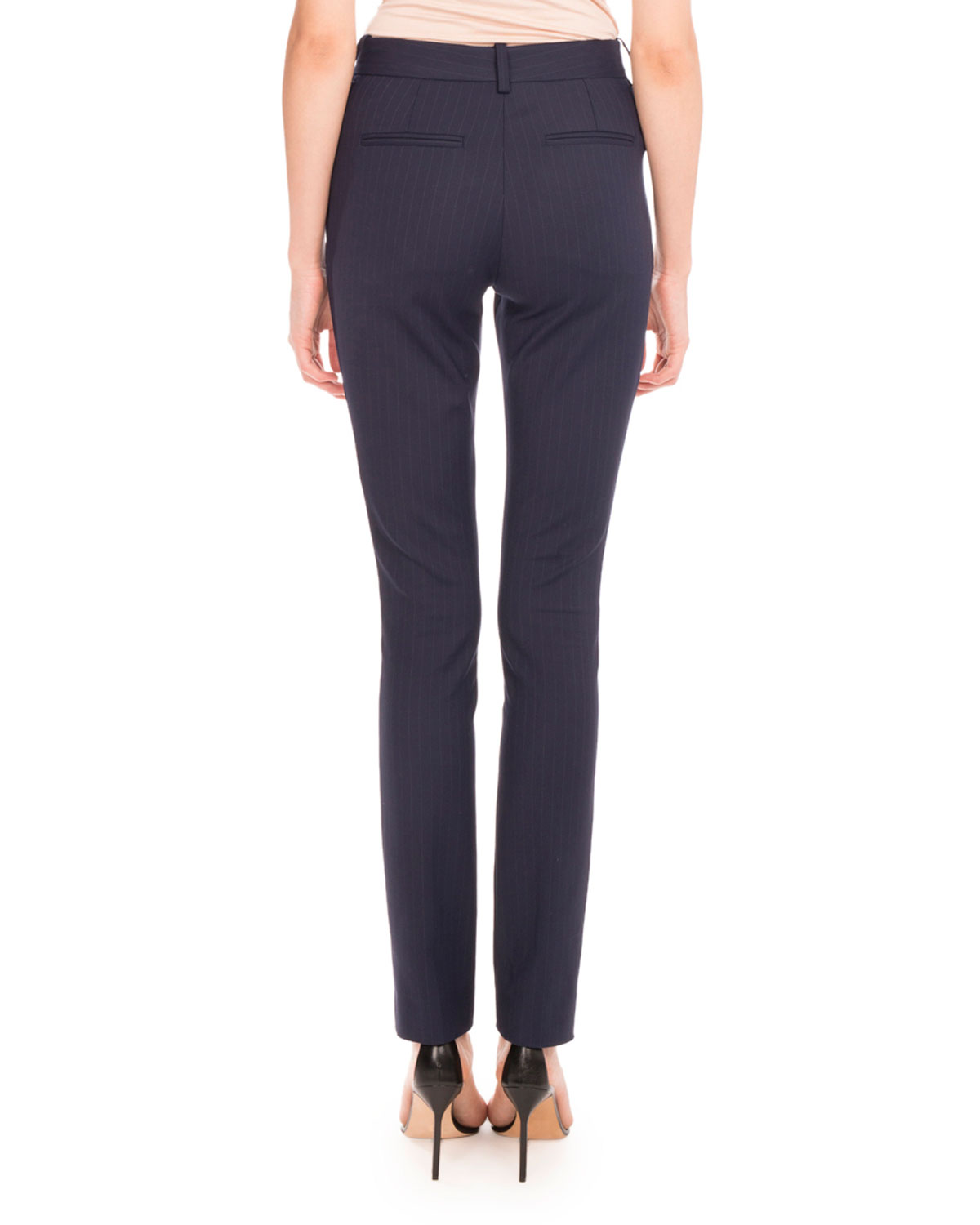 Pinstripe Slim-Leg Pants, Navy