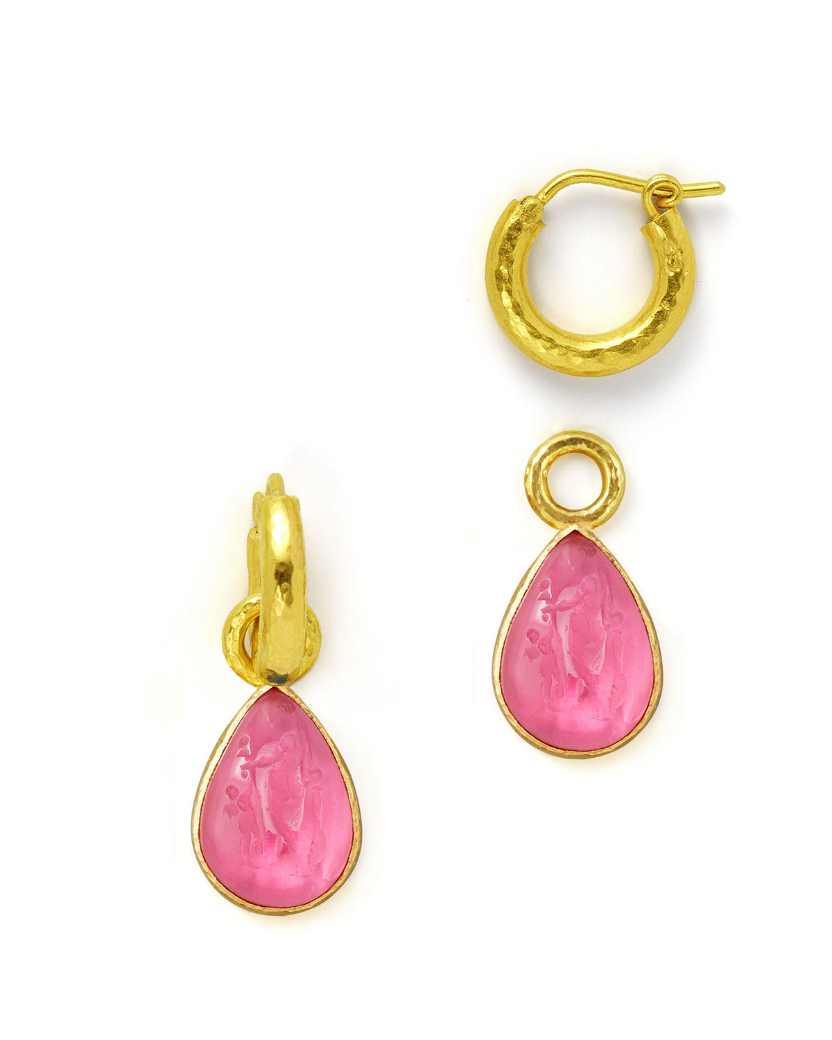 Pink Intaglio Teardrop Earring Pendants