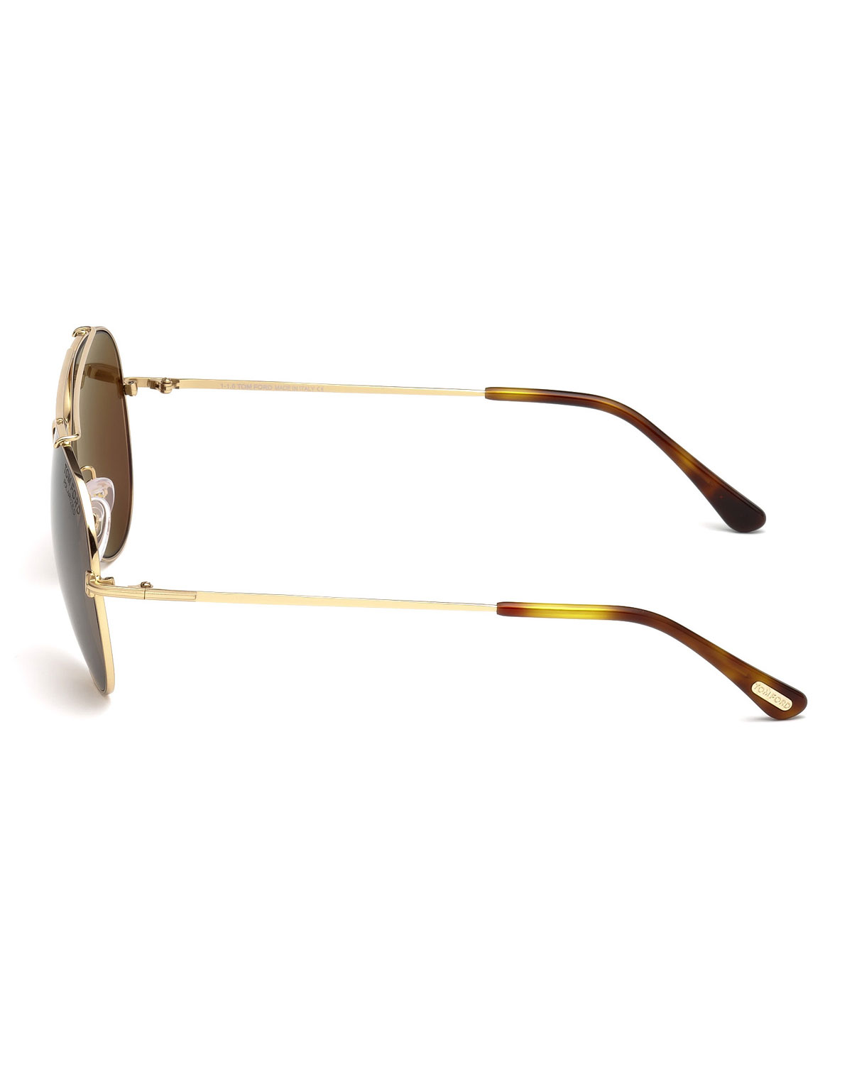 Metal Doubled-Brow Aviator Sunglasses, Gold