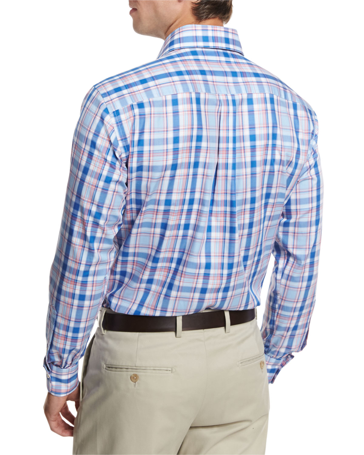 Holiday Plaid Sport Shirt, Pier Blue