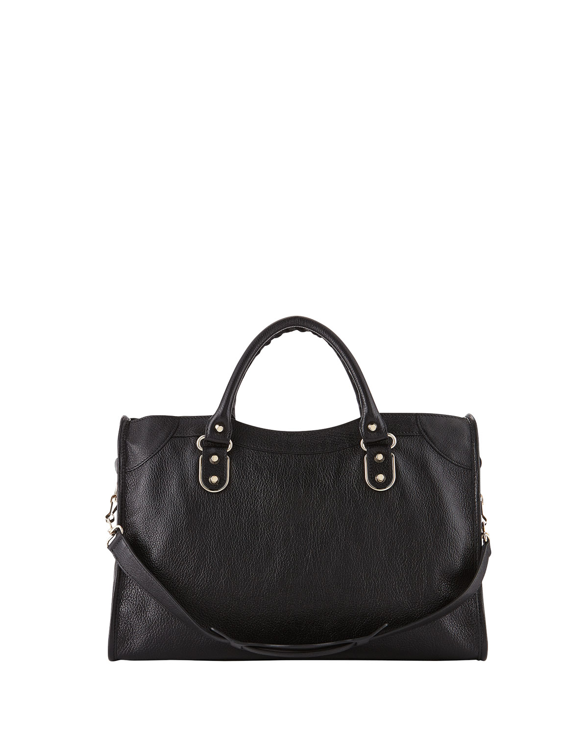 Metallic Edge Classic City Bag, Black