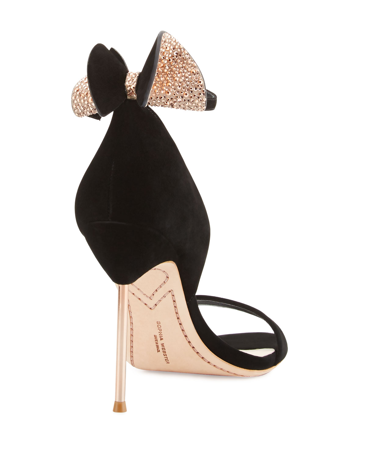 Maya Bow Suede 115mm Sandal, Black