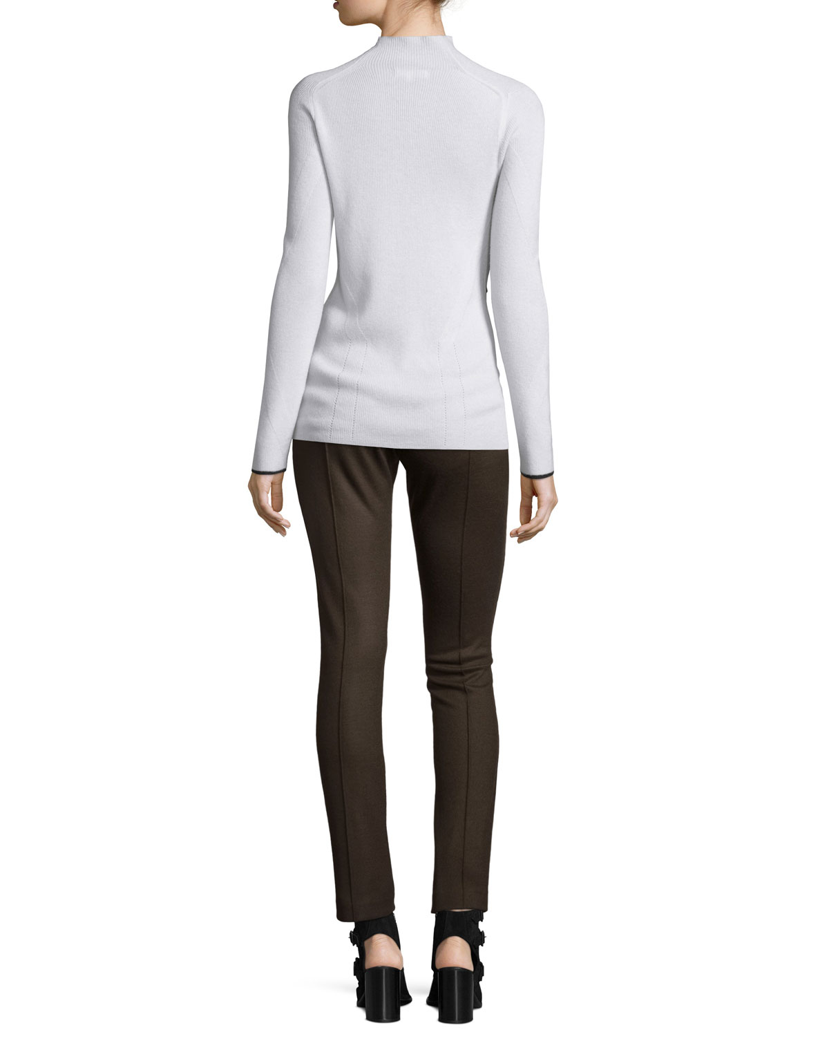 Natasha Ribbed Cashmere Sweater, Ivory