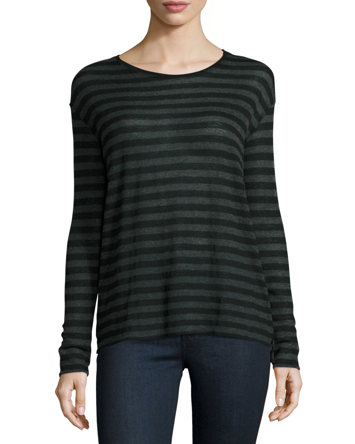 striped boxy cashmere-blend crewneck pullover