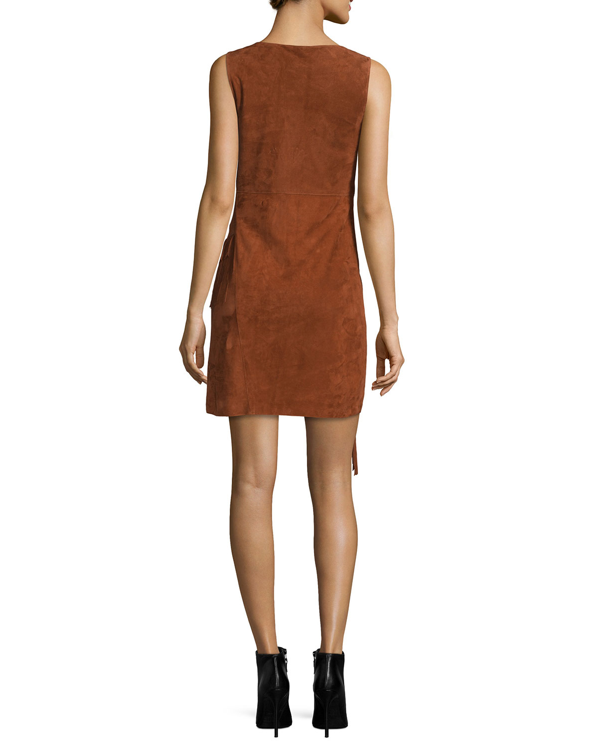 Jenn Suede Fringe Dress, Whisky Brown