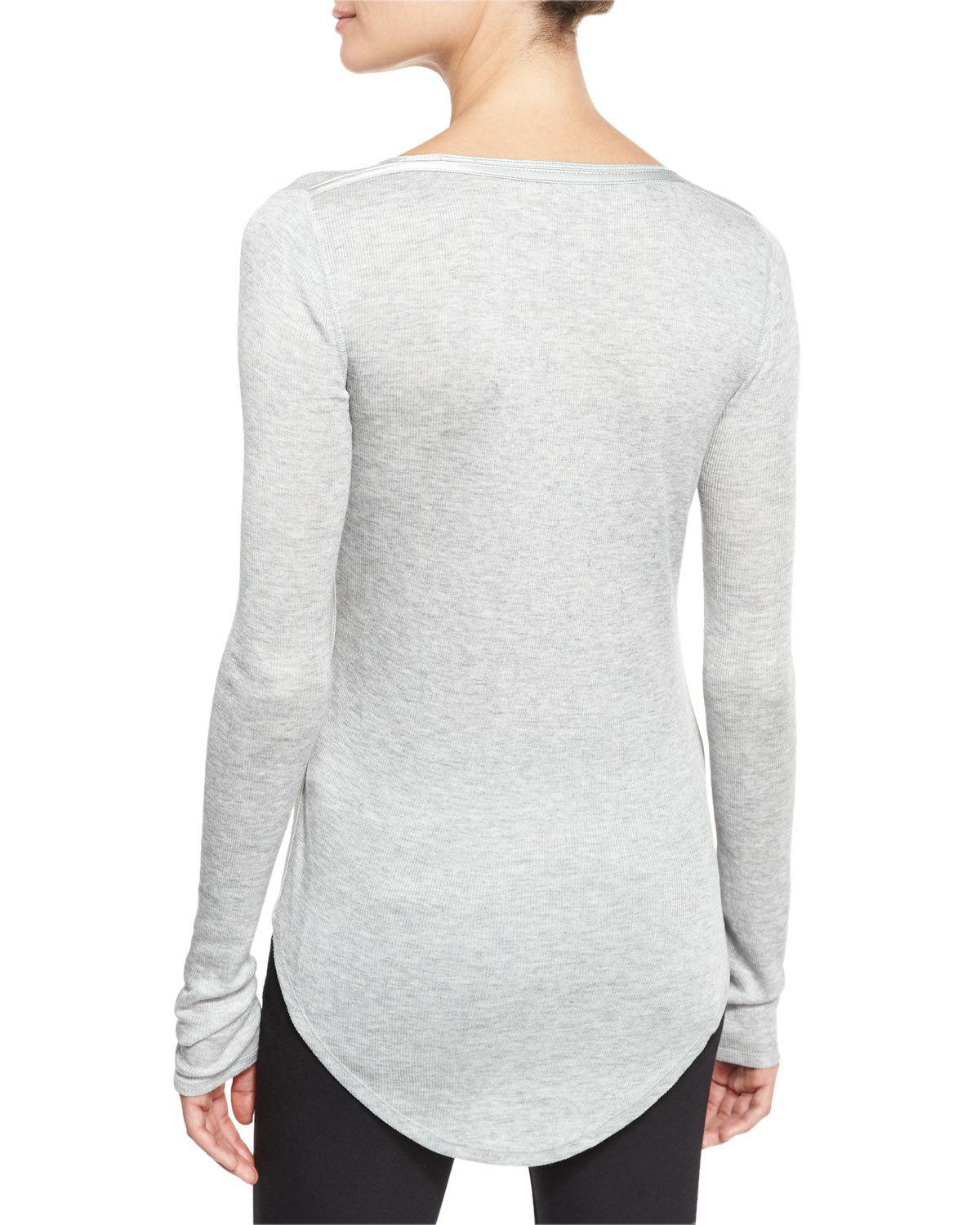 Francois Long-Sleeve Knit Top, Heather Gray