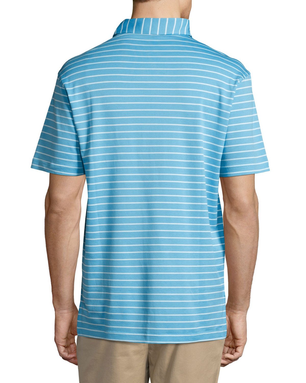 Falls Striped Cotton Piqué Polo Shirt, Blue